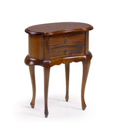 20th Century Pair of Mahogany Nightstands with Kidney Shape and Two Drawers