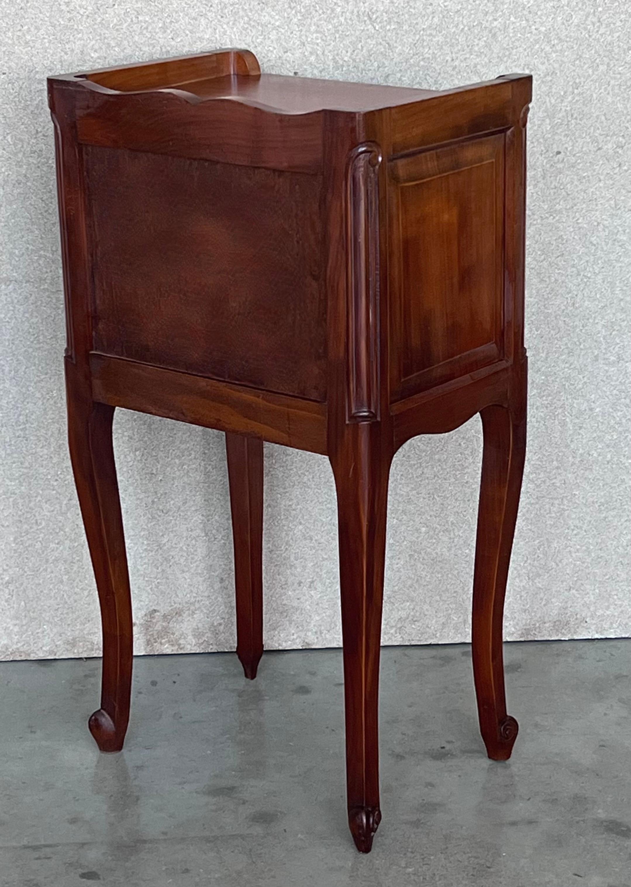 20th Century 20th Pair of Oak Nightstands Tables with Drawer and Open Shelf