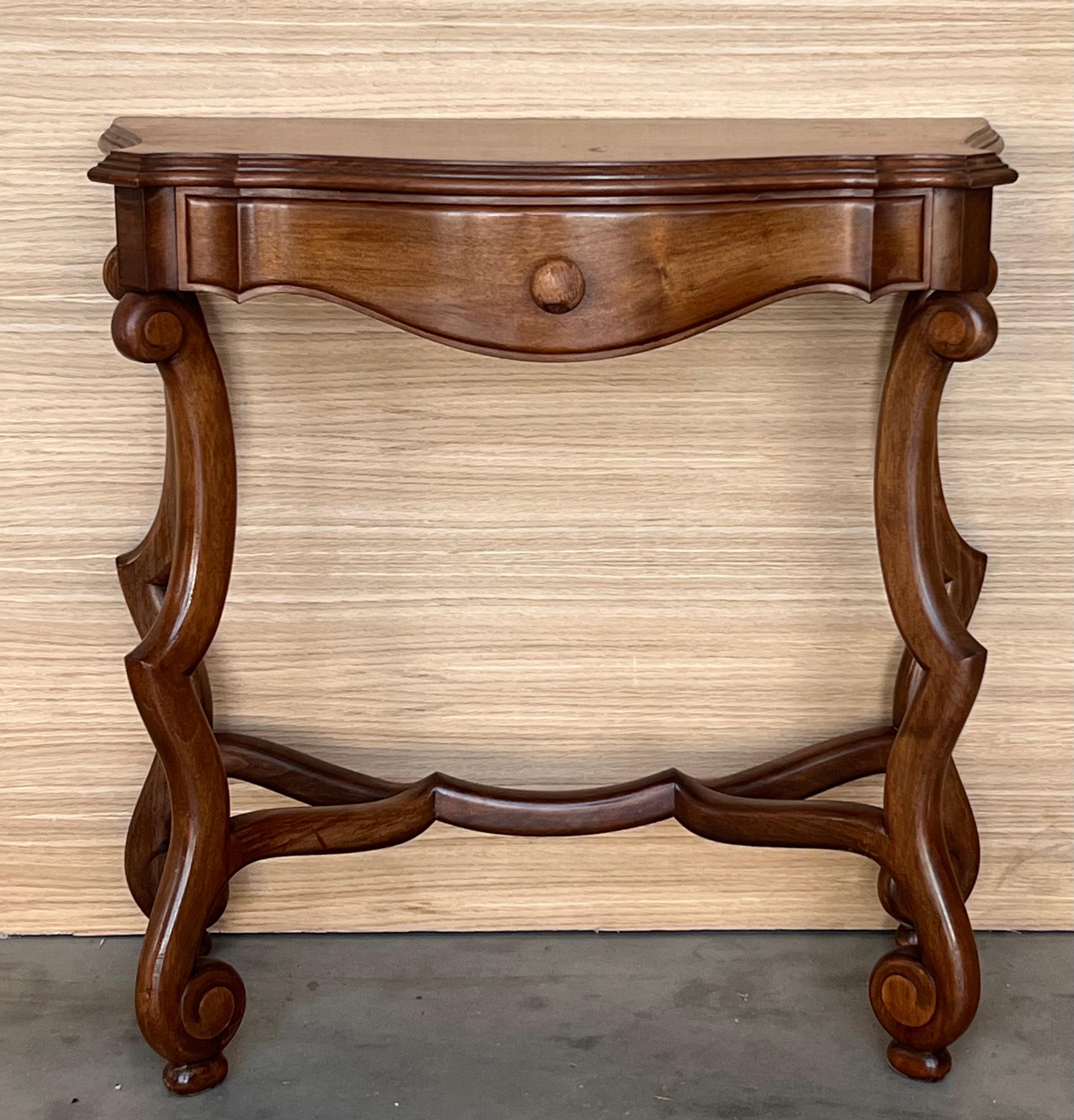 Spanish Colonial 20th Pair of Spanish Nightstands with Carved Drawer
