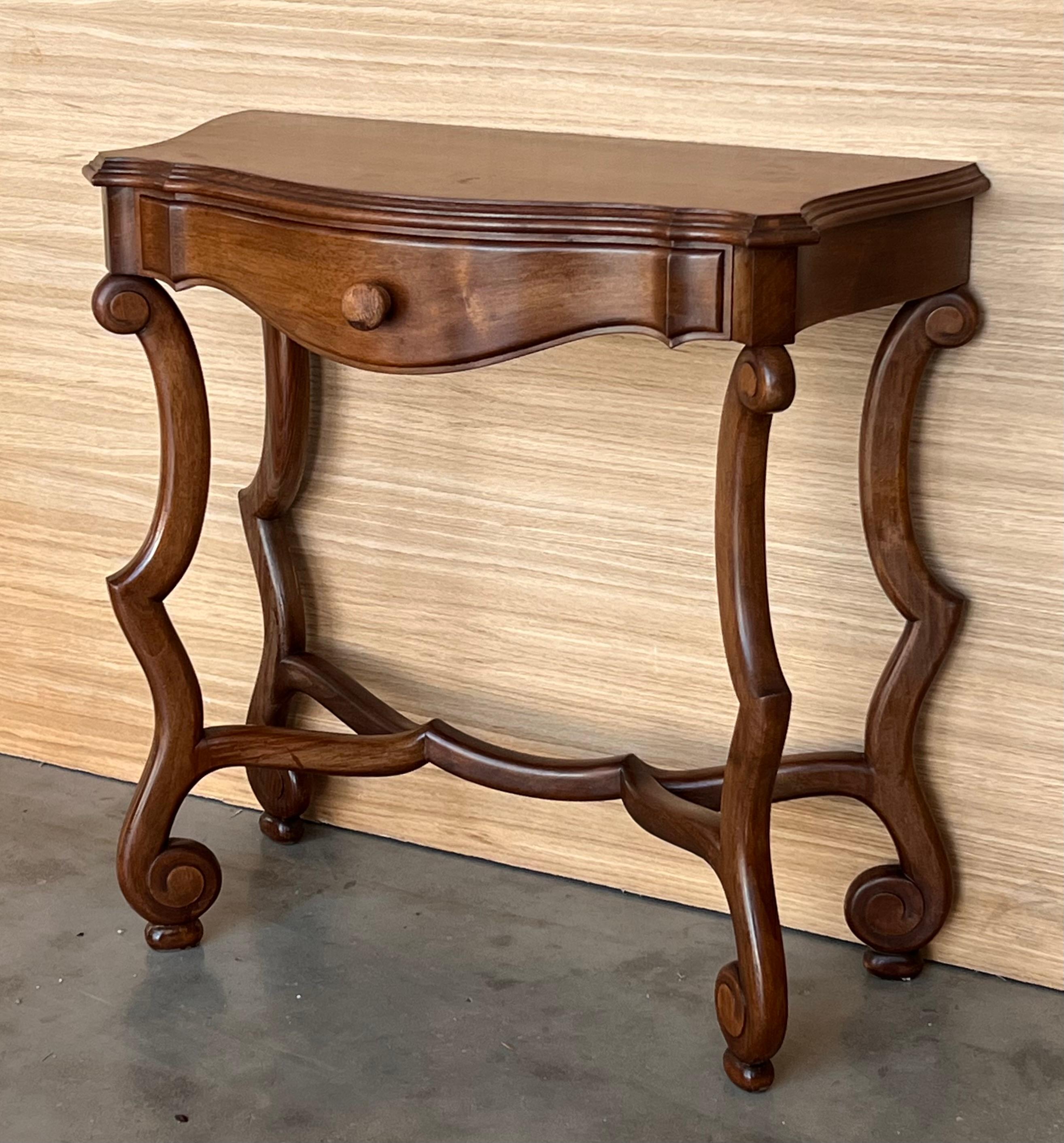20th Century 20th Pair of Spanish Nightstands with Carved Drawer