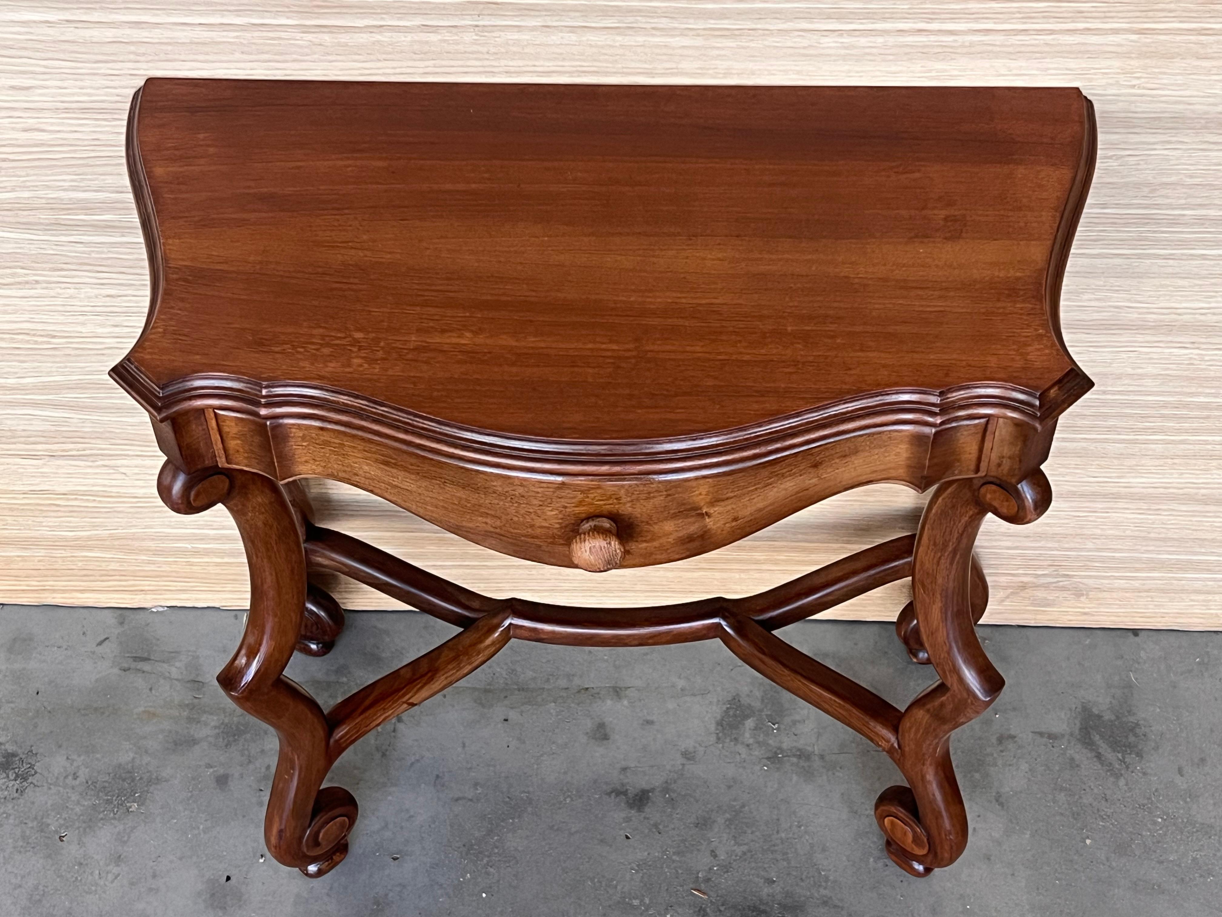 20th Pair of Spanish Nightstands with Carved Drawer 2
