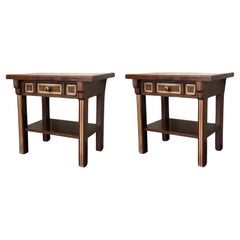 20th Pair of Spanish Nightstands with Drawer and Low shelve