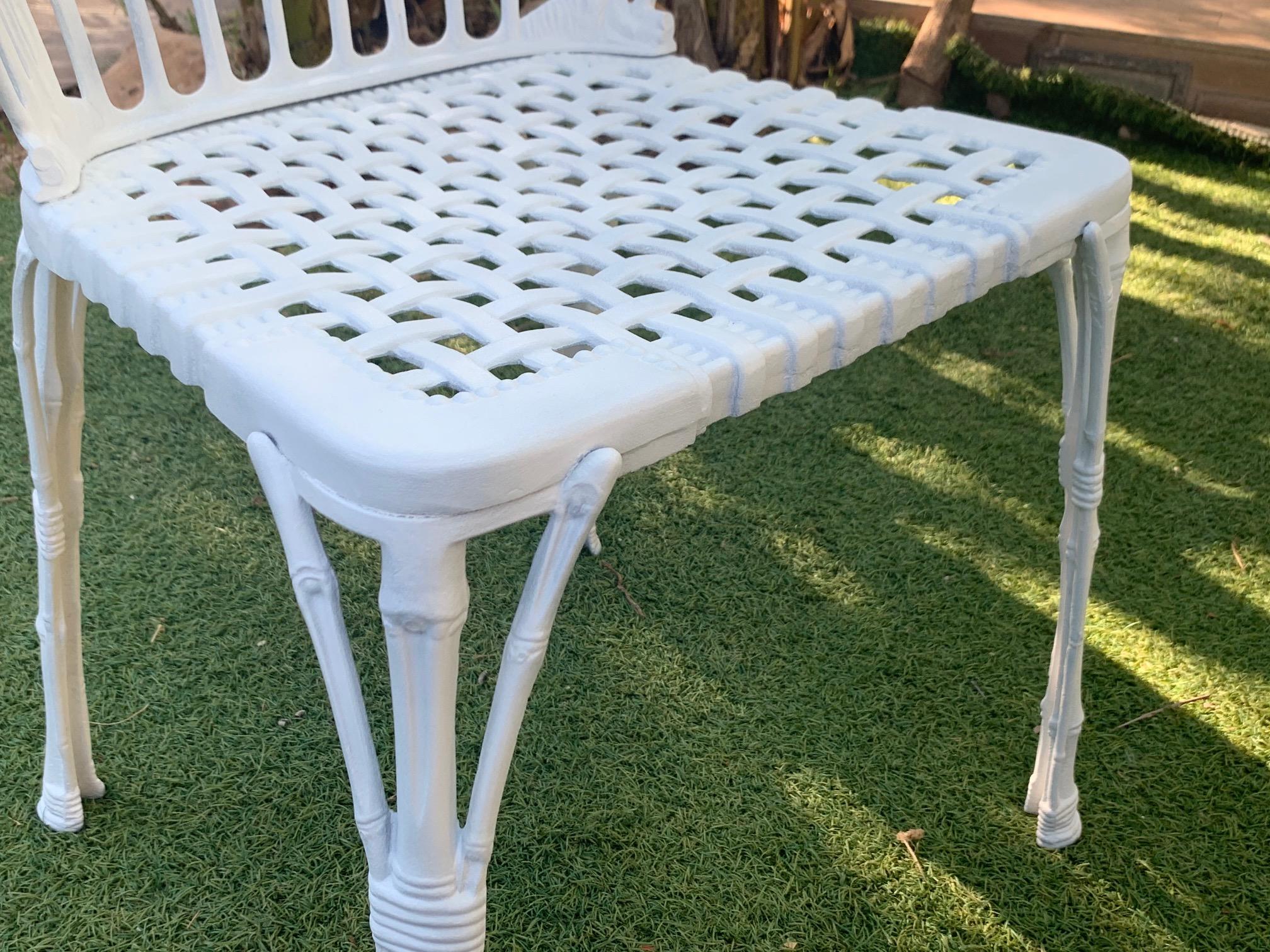 20th Renaissance Revival Style Pair of White Garden Chairs in Faux Bamboo For Sale 3