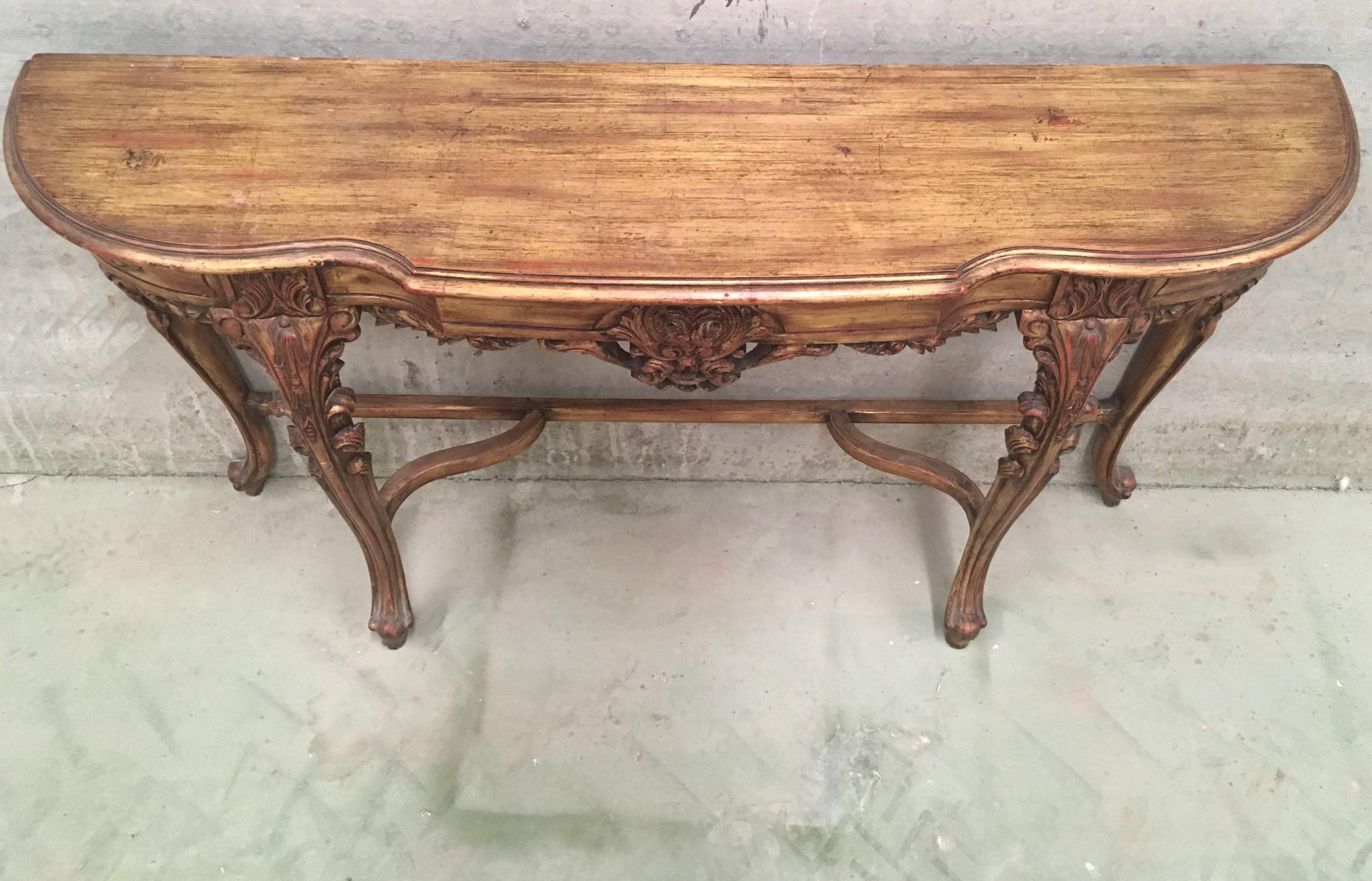 Renaissance Style Carved and Gilded Walnut Pier Mirror and Console Table For Sale 9