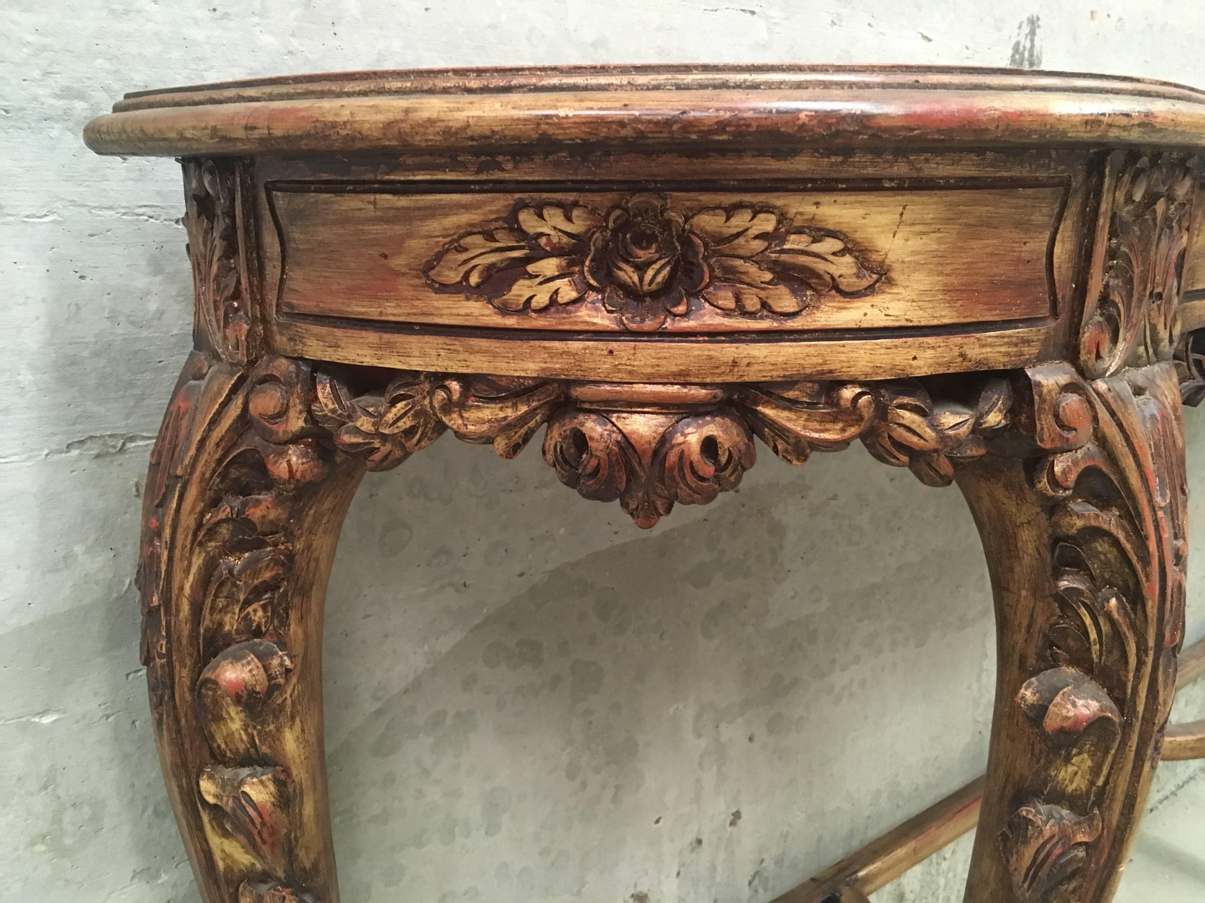 Renaissance Style Carved and Gilded Walnut Pier Mirror and Console Table For Sale 11