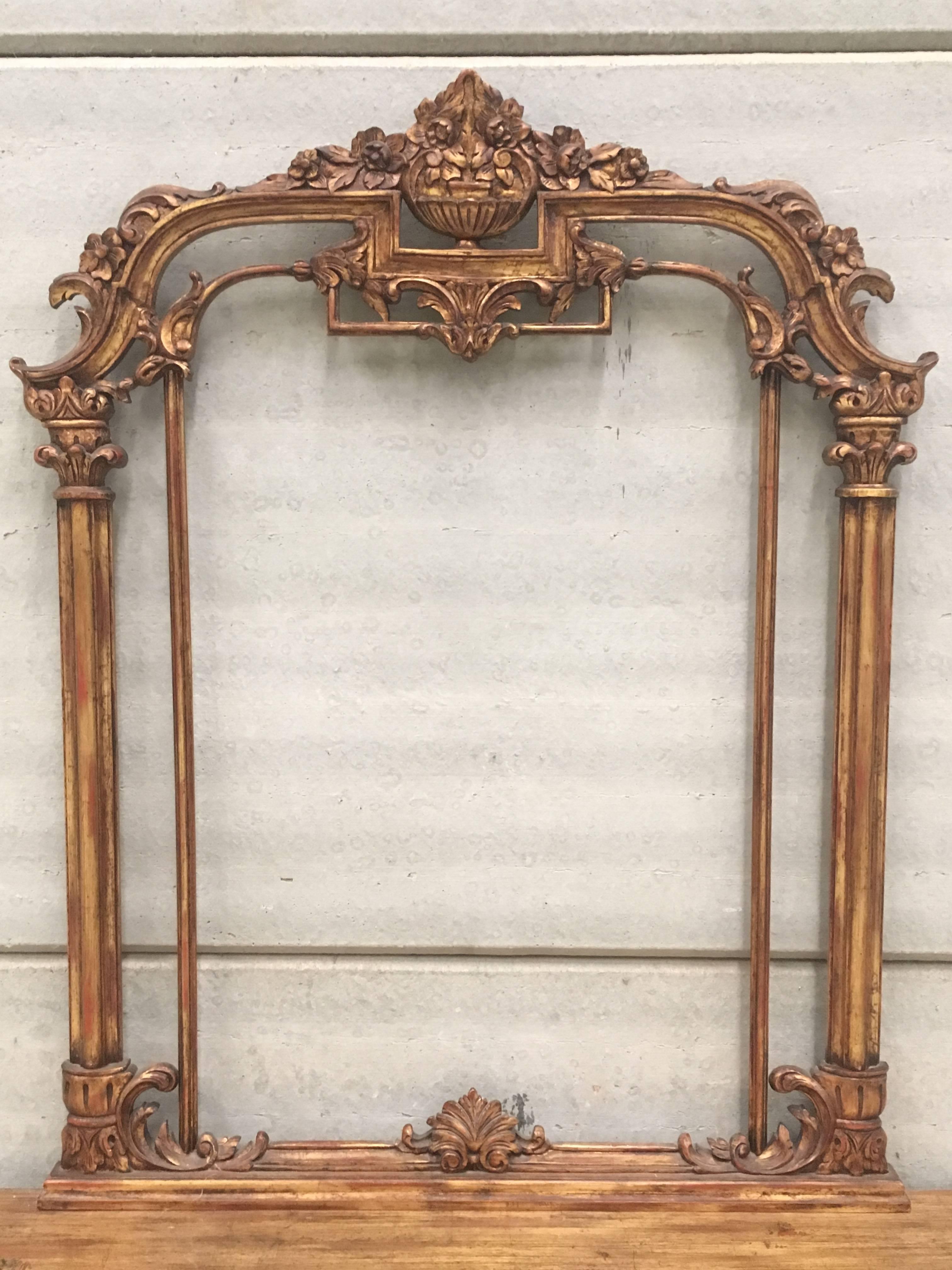 European Renaissance Style Carved and Gilded Walnut Pier Mirror and Console Table For Sale