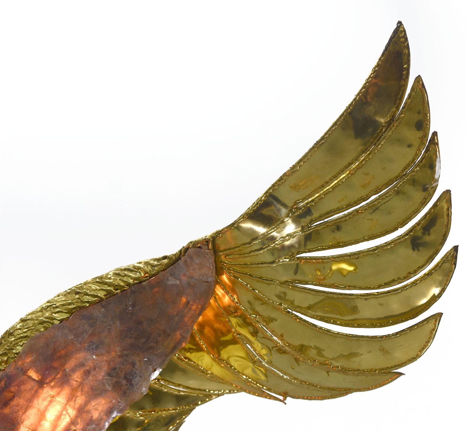 20th Century Richard and Isabelle Faure Eagle Floor Lamp in Brass and Quartz For Sale 6