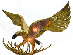 20th Century Richard and Isabelle Faure Eagle Floor Lamp in Brass and Quartz