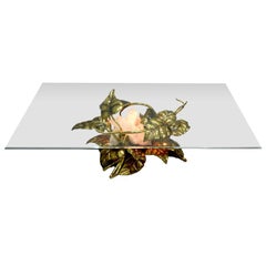 Table de canapé aigle Richard and Isabelle Faure en laiton et quartz du 20ème siècle