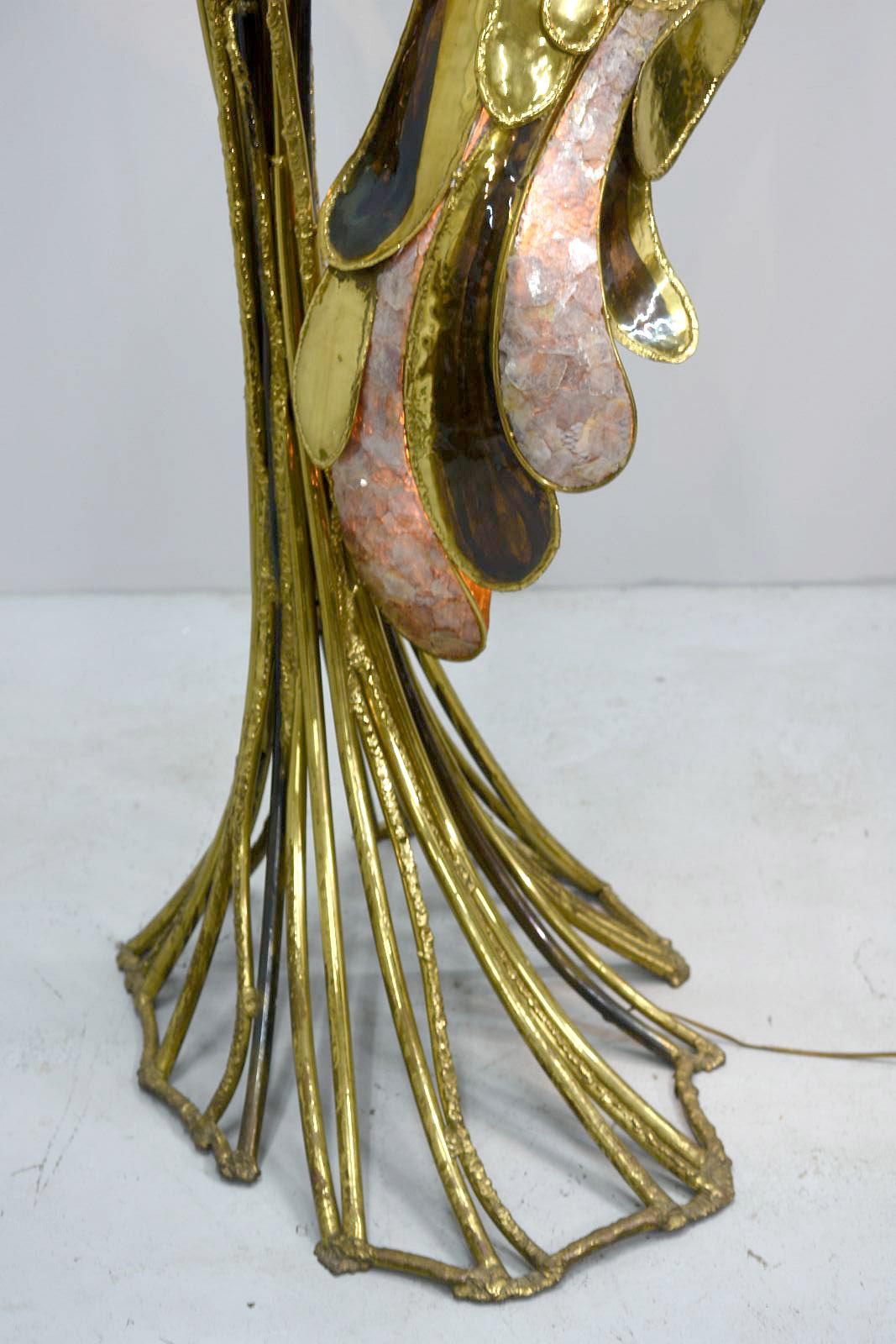 20th Century Richard and Isabelle Faure Phoenix Floor Lamp in Brass and Quartz For Sale 7