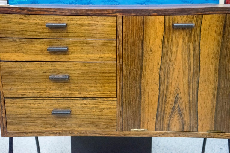 20th Rosewood And Black Iron Legs Swedish Small Chest Of Drawers