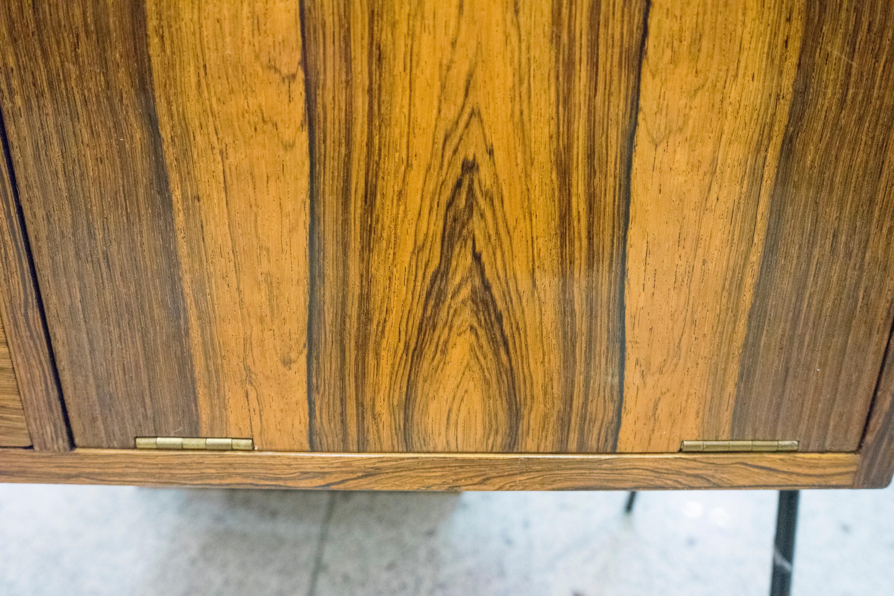 20th Century Rosewood and Black Iron Legs Swedish Small Chest of Drawers, 1950s 1