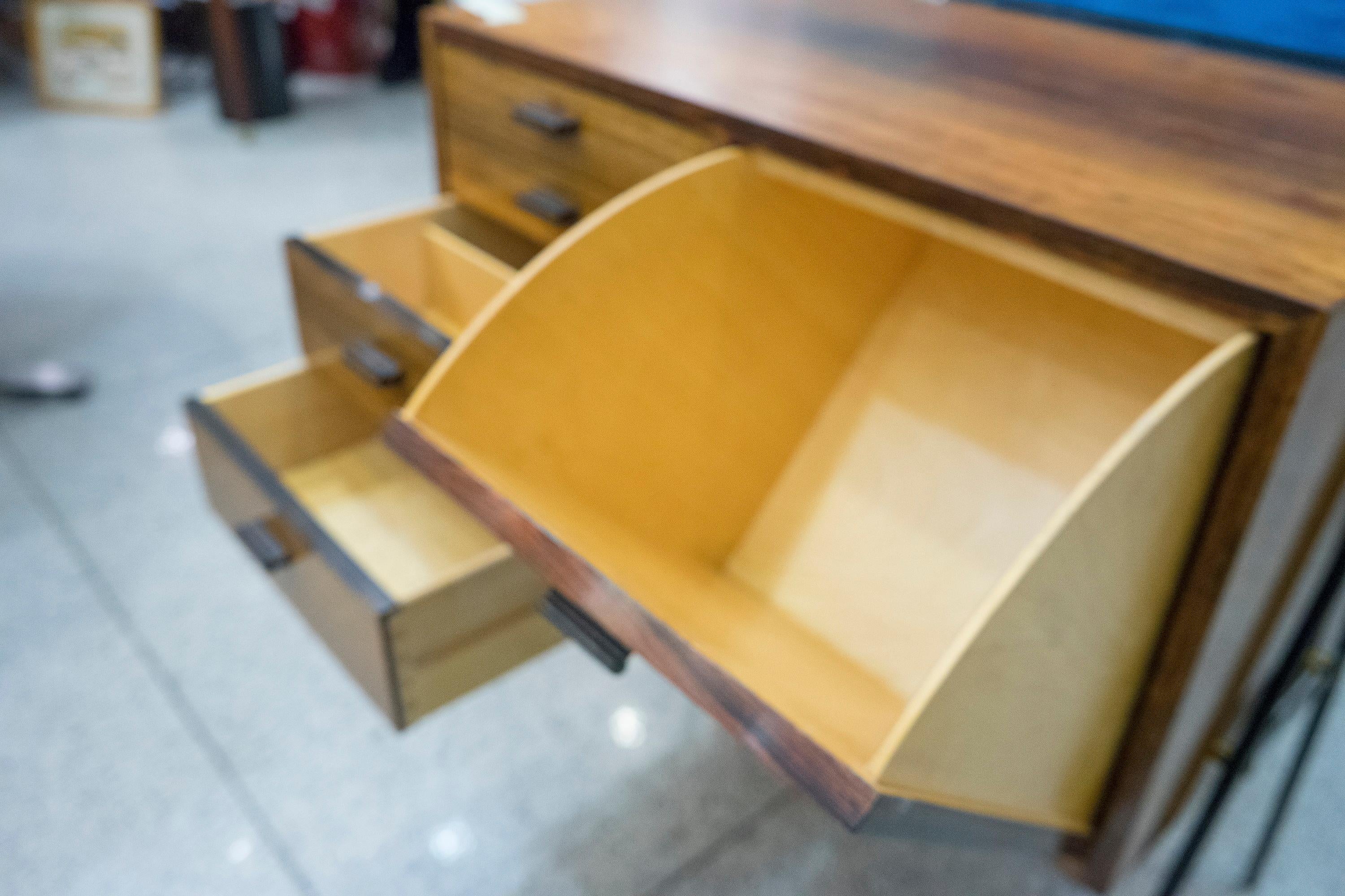 20th Century Rosewood and Black Iron Legs Swedish Small Chest of Drawers, 1950s 3