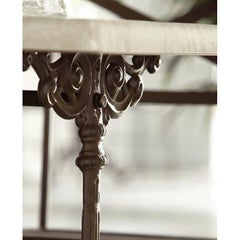 20th Century Round Cast Iron Base with Marble Top Garden Table or Bistro Table