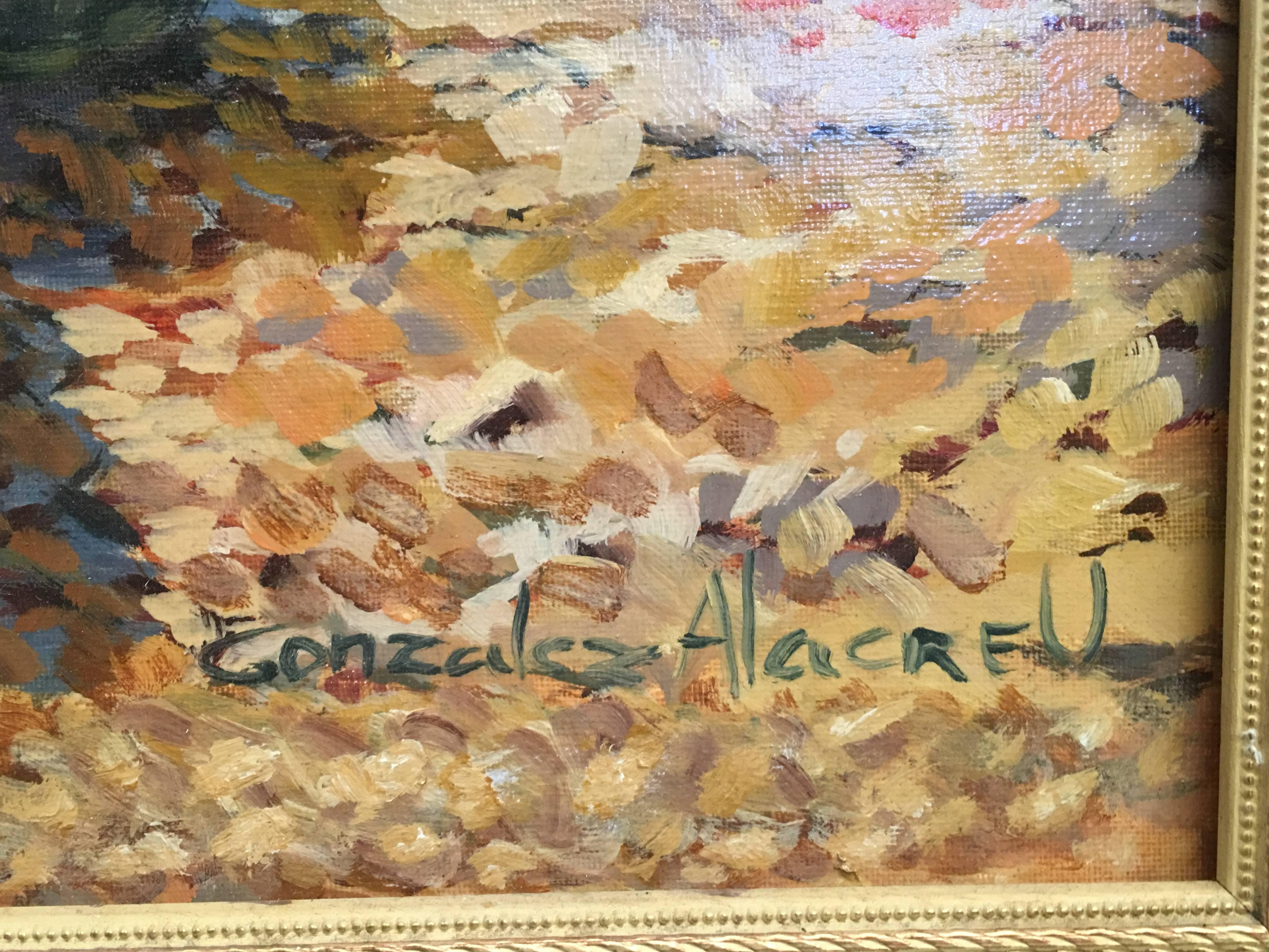 Peinture 20e scène de ce temps, mer, huile sur toile espagnole, Gonzalez Alacreu en vente