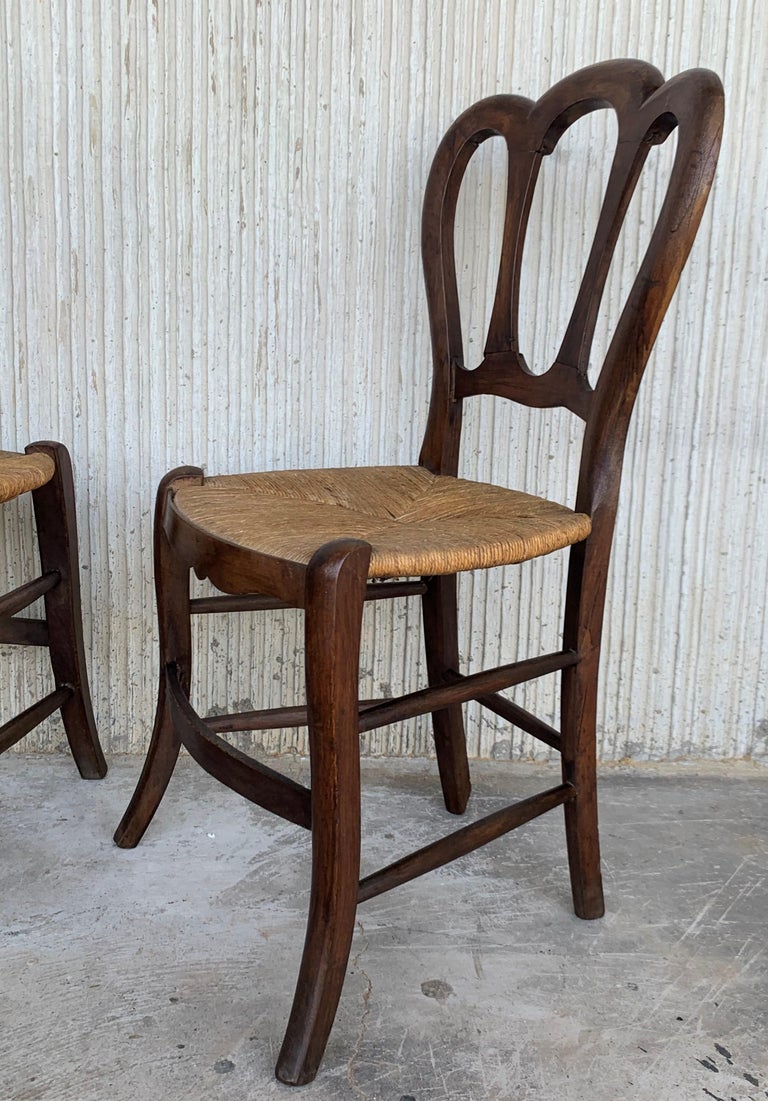 20th Set of One Bench and Four Victorian Chairs, Wood and Rattan For Sale at 1stDibs