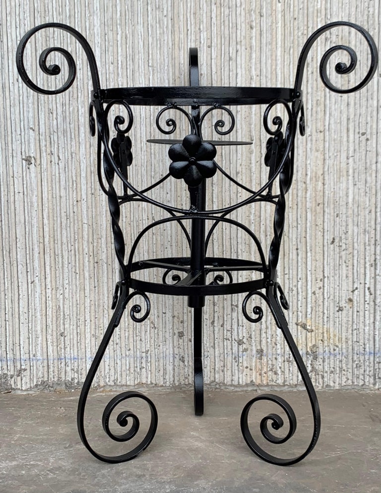 20th Century Set of Two Black Wrought Iron Painted
