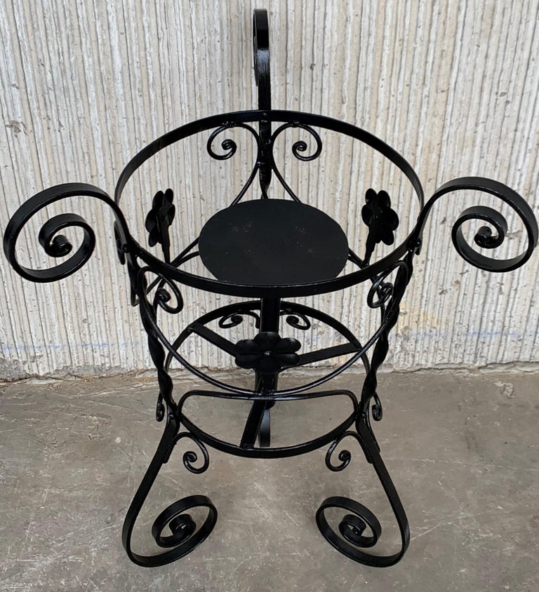 20th Century Set of Two Black Wrought Iron Painted
