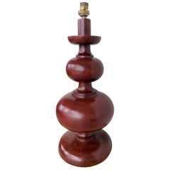20th Solid Mahogany Turned Table Lamp