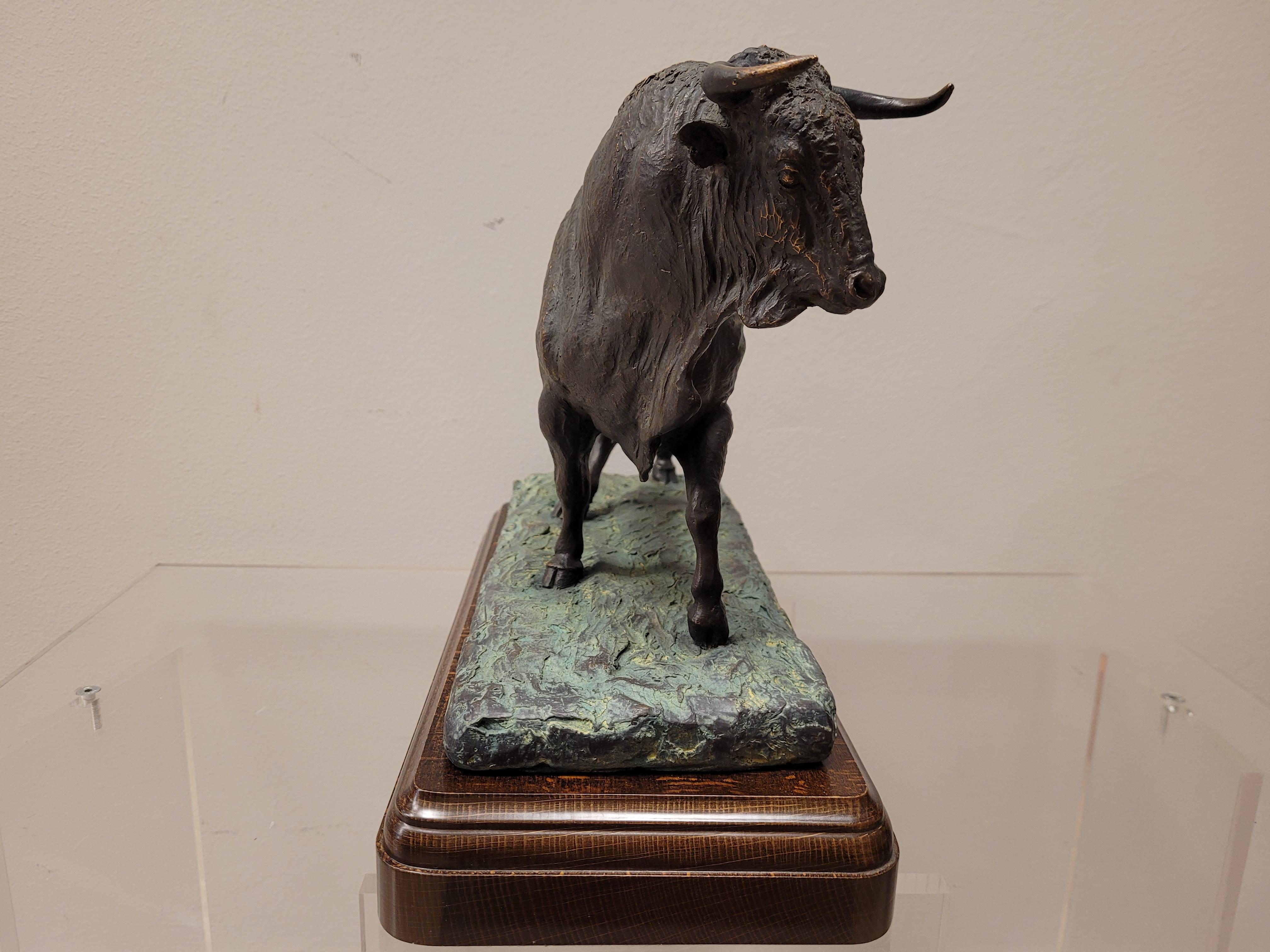20th Spanish Bull Sculpture Bronze by Peralta Signed 6
