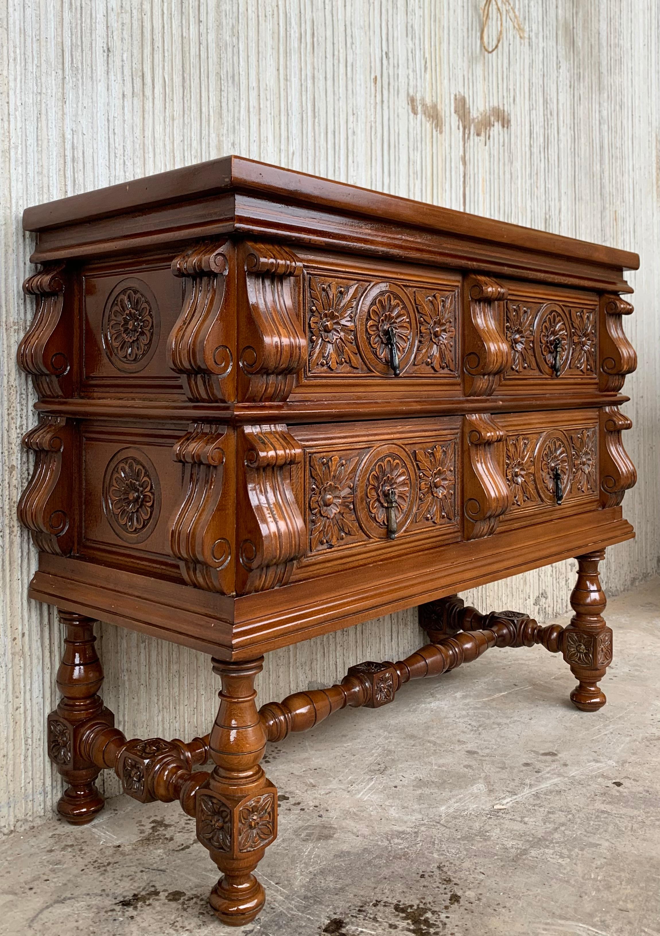 A museum quality, Spanish, Late-Renaissance, cedar enclosed chest of drawers with exceptional walnut and fruitwood with an architectural or façade front

This is the most sophisticated Spanish model of chest of drawers conceived as a cabinet piece