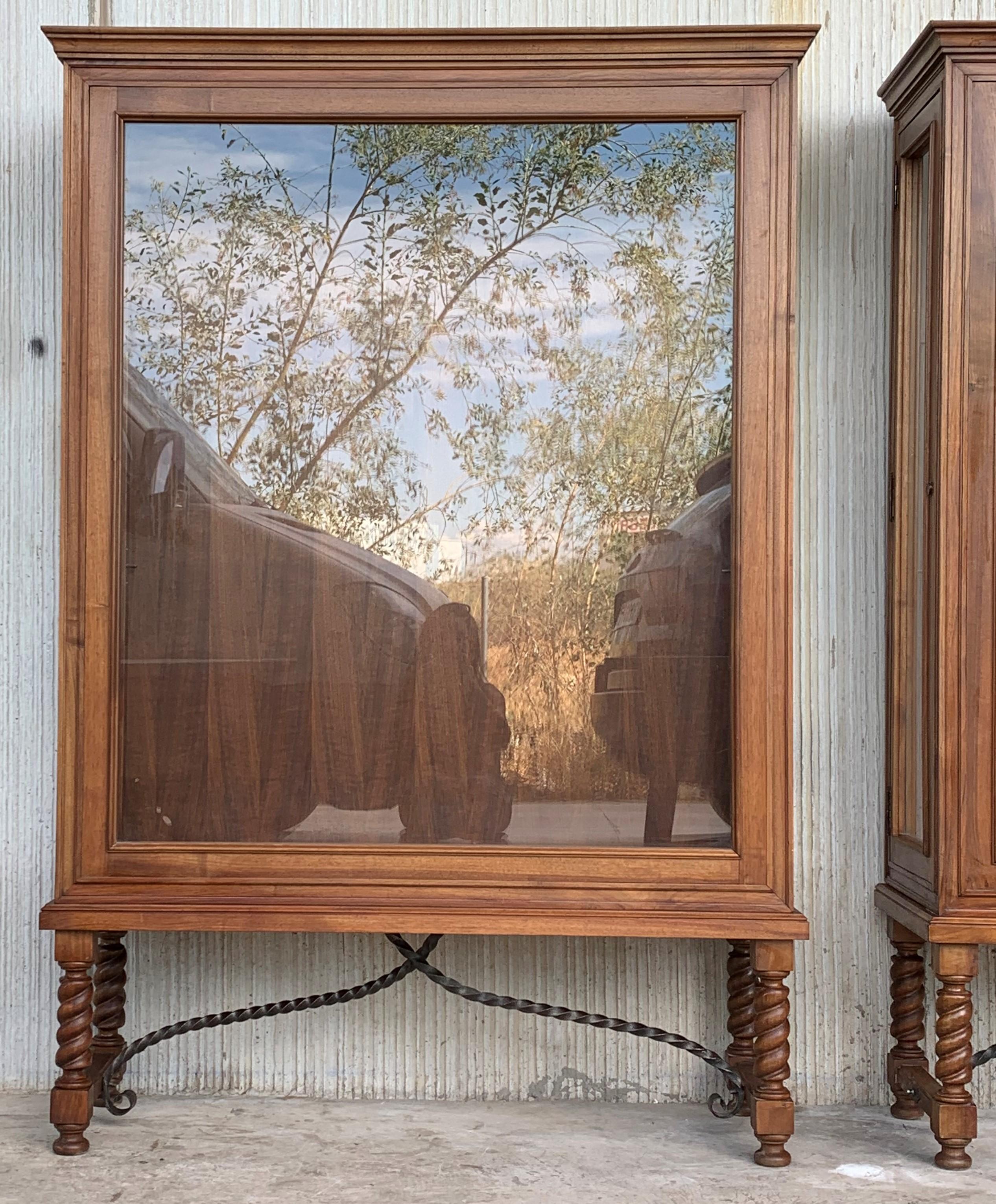 20th Century Spanish Colonial Pair of Display Cabinets or Vitrines with Side Opening