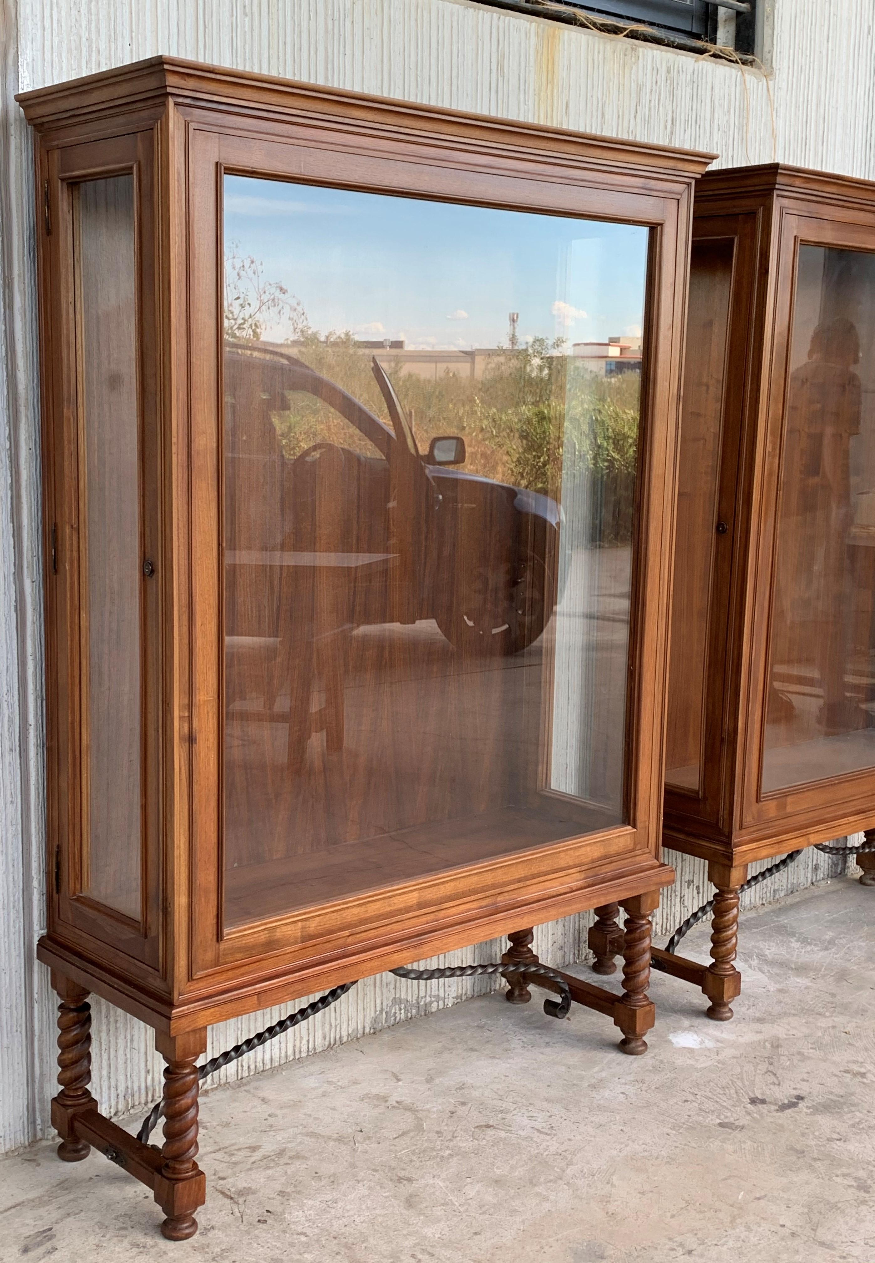 Spanish Colonial Pair of Display Cabinets or Vitrines with Side Opening 1