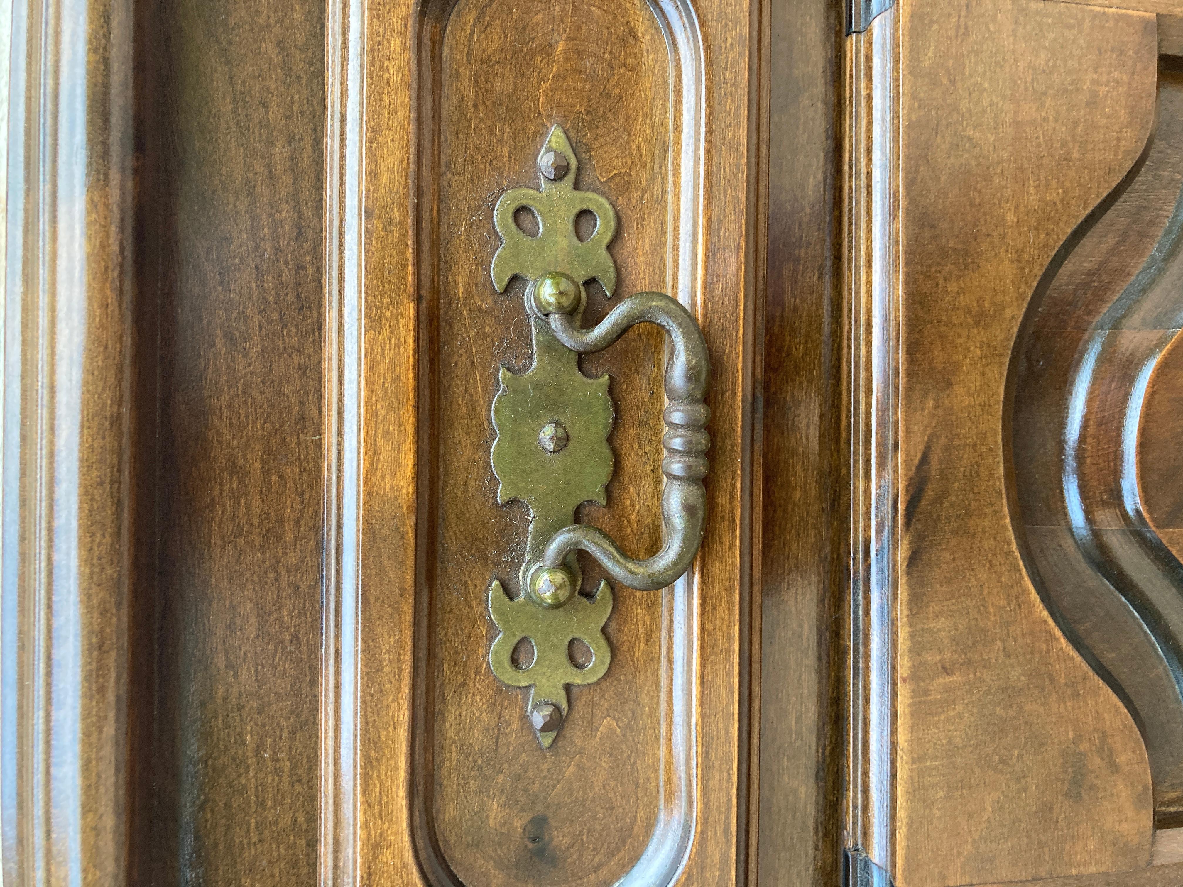 20th Century 20th Spanish Nightstands with Drawer & Bronze Details, 1920, Set of 2 For Sale