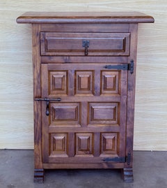 20th Spanish Nightstands with Drawer & Door, 1920, Set of 2