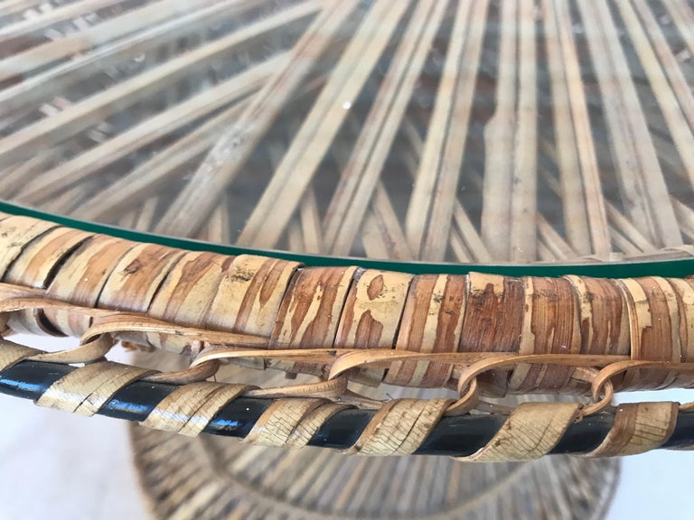 20th Spanish Turned Round Bamboo Coffee Table with Glass ...