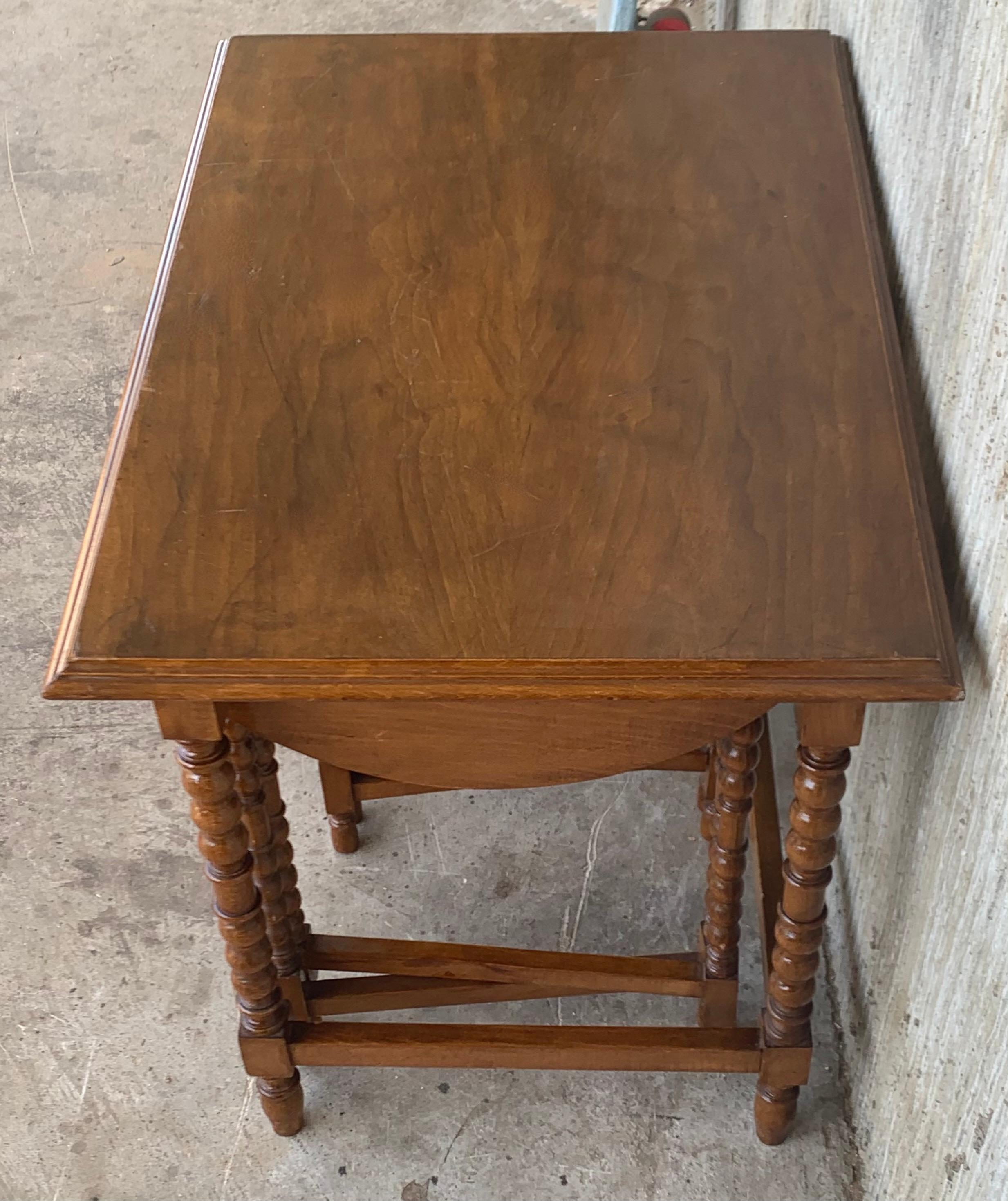 Spanish Colonial 20th Spanish Walnut Nesting and Folding Tables with Turned Legs For Sale