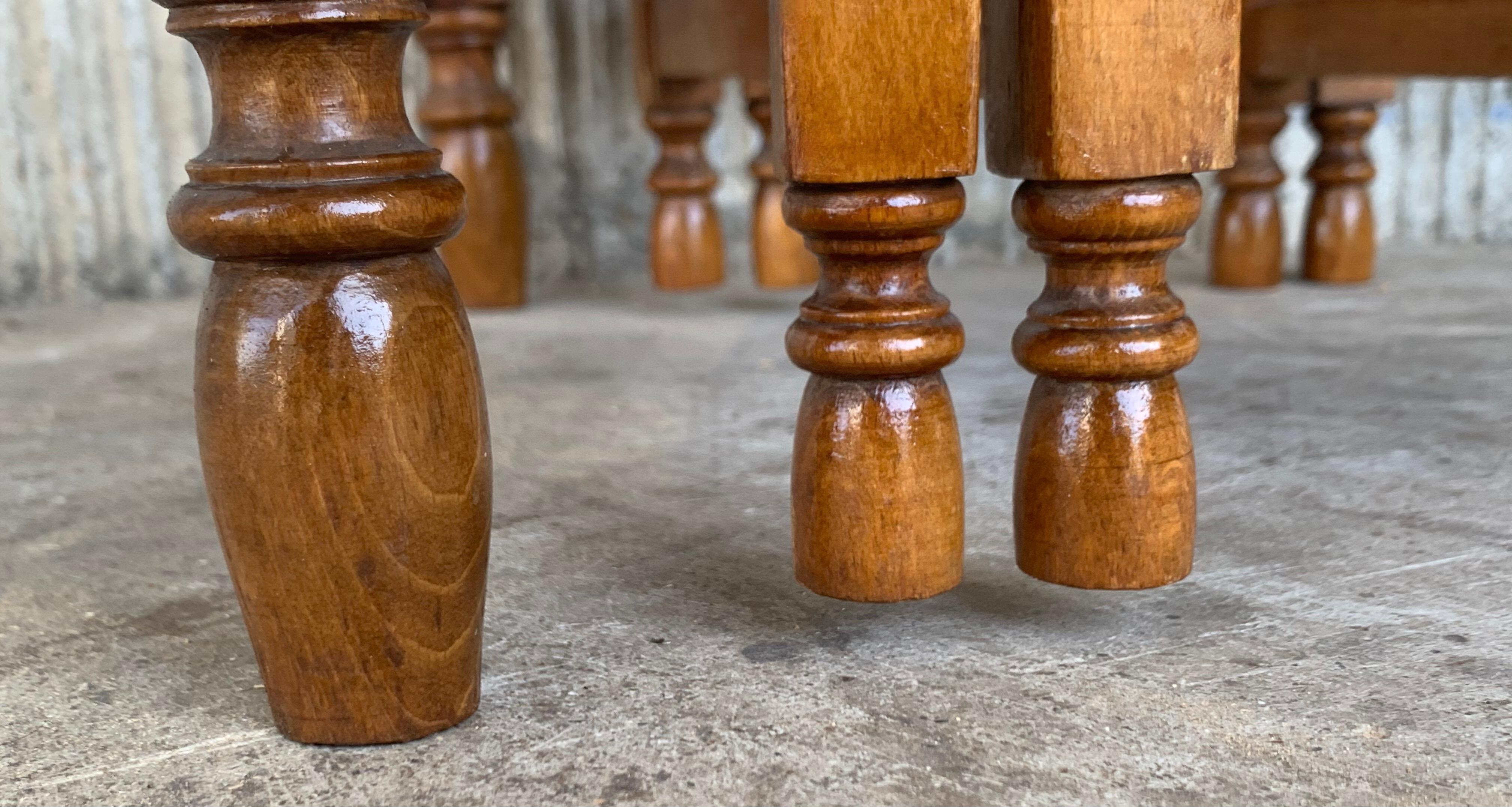 20th Spanish Walnut Nesting and Folding Tables with Turned Legs For Sale 2