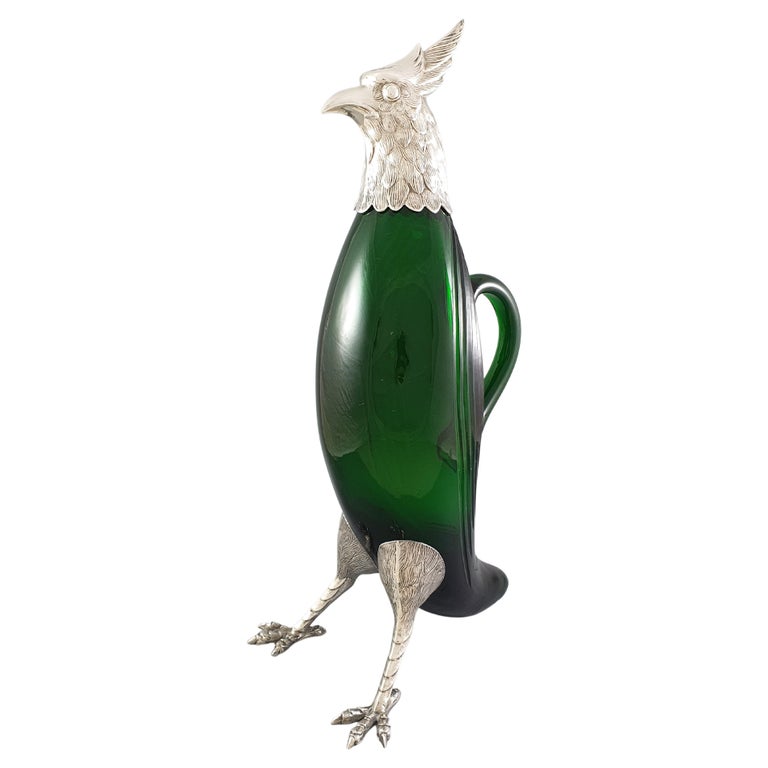 20th Sterling Silver and Glass Pitcher Ewer For Sale at 1stDibs