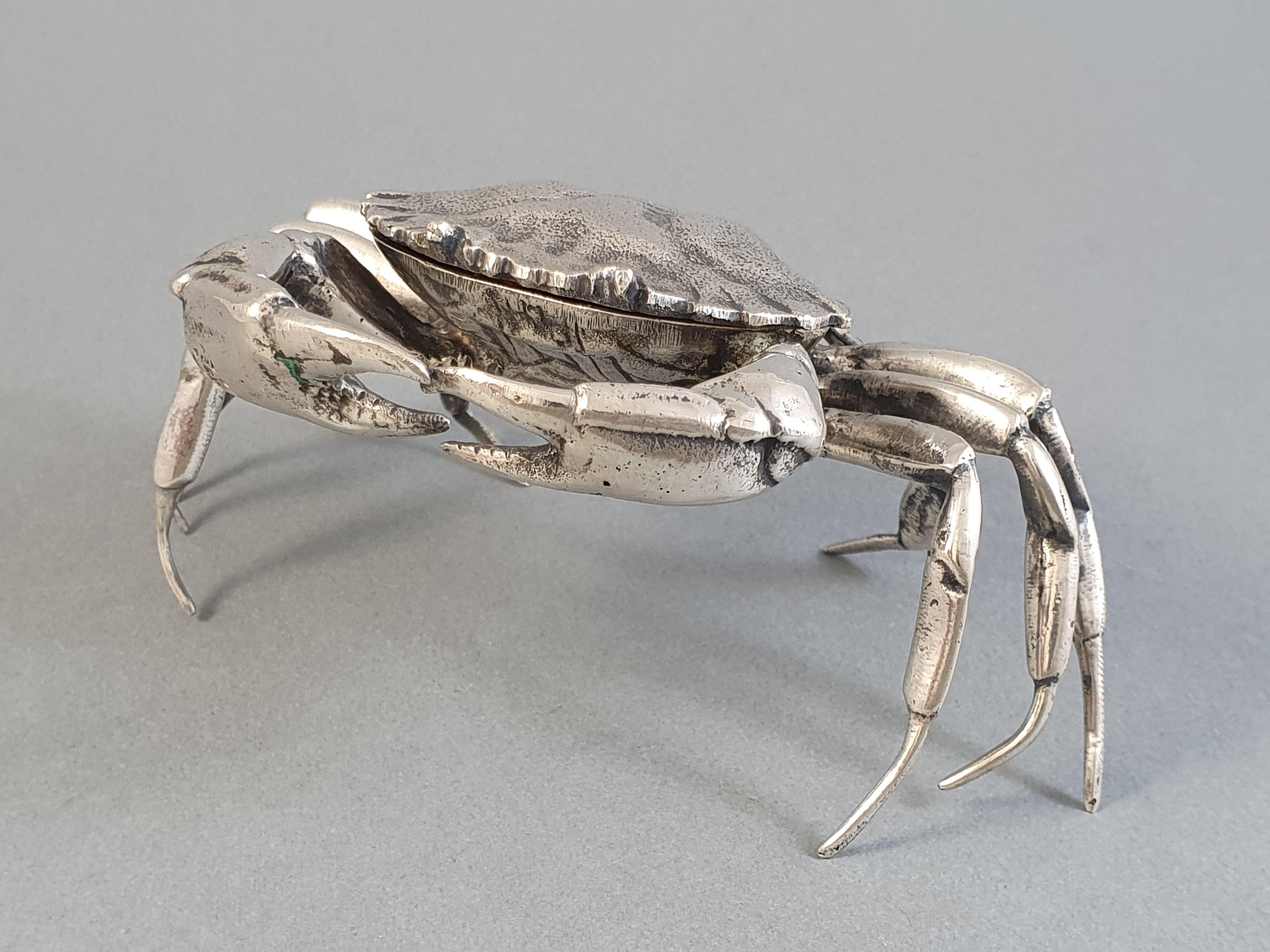 20th Sterling Silver Crab Salt Cellar In Excellent Condition In Saint-Ouen, FR