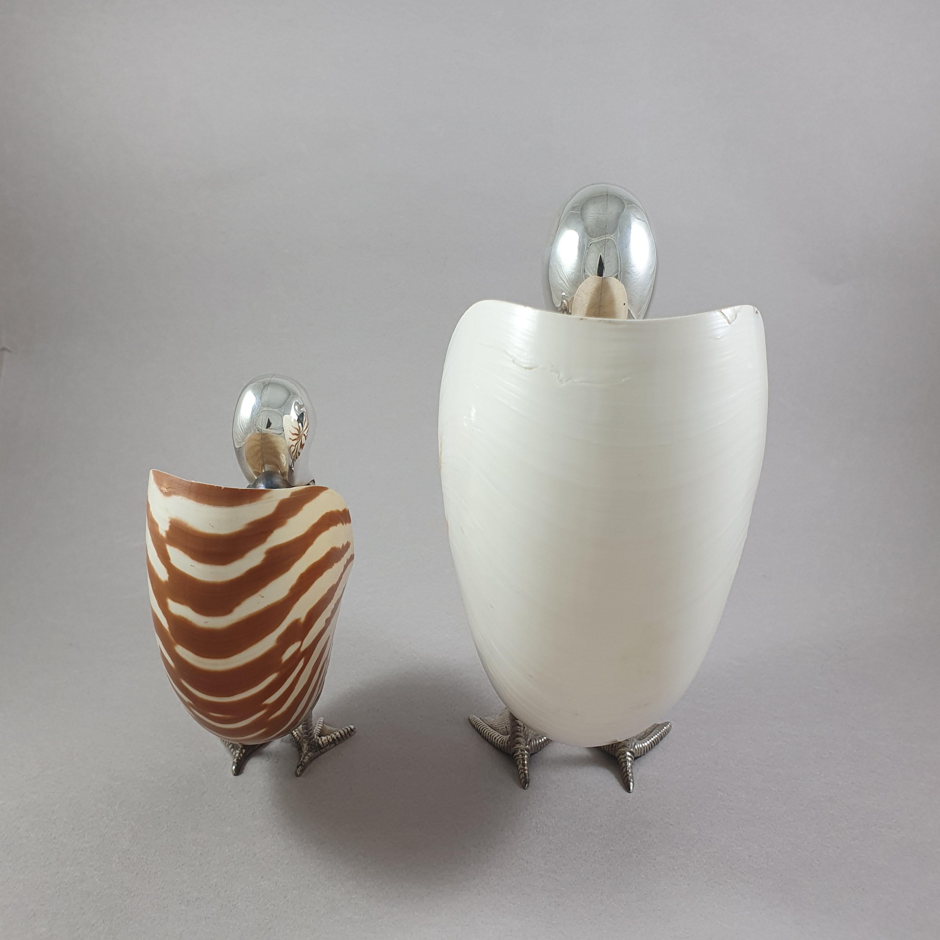 Late 20th Century 20th Sterling Silver & Shell Ducks Nautilus