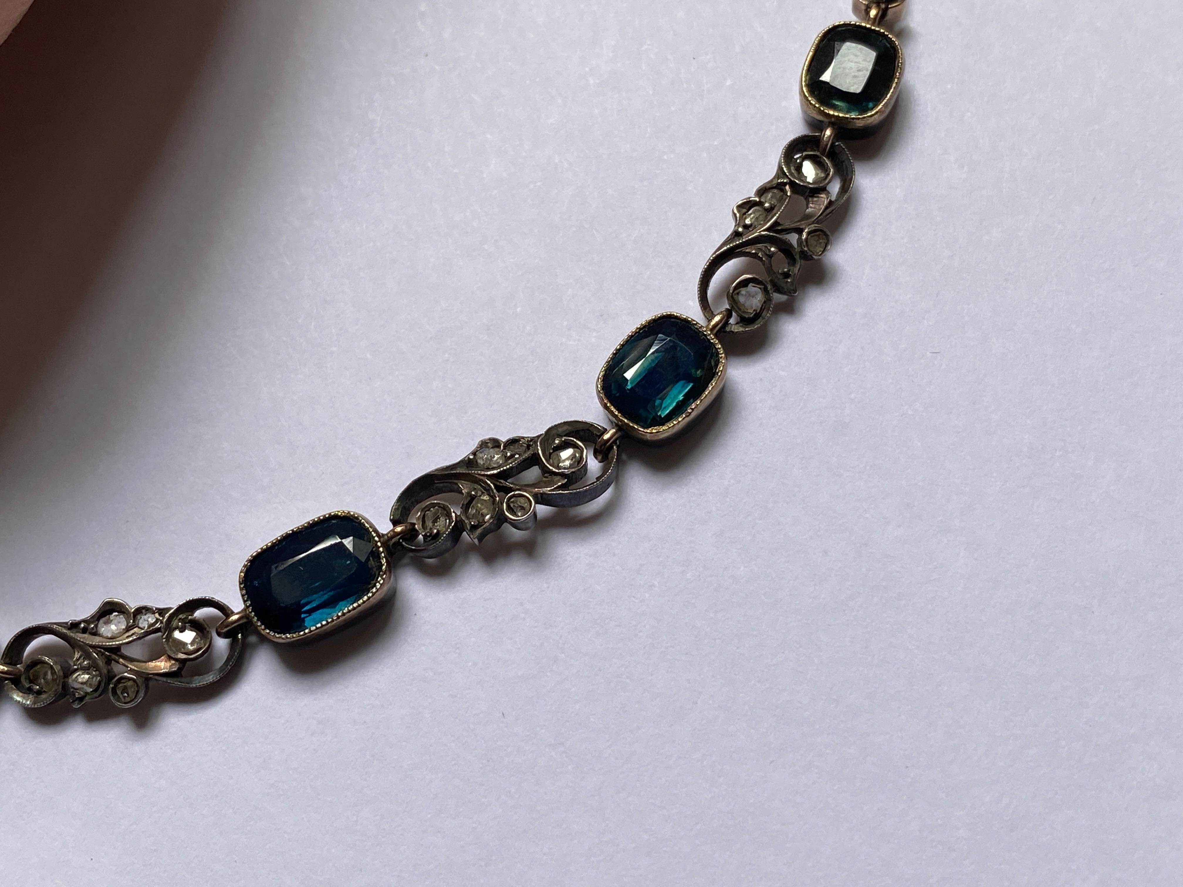 20Th Vintage Unheated Sapphires 11 Carats Certified Detachable Bracelets-Choker For Sale 4