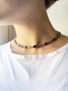 20Th Vintage 11 Carati Zaffiri non riscaldati Collana staccabile non firmata certificata