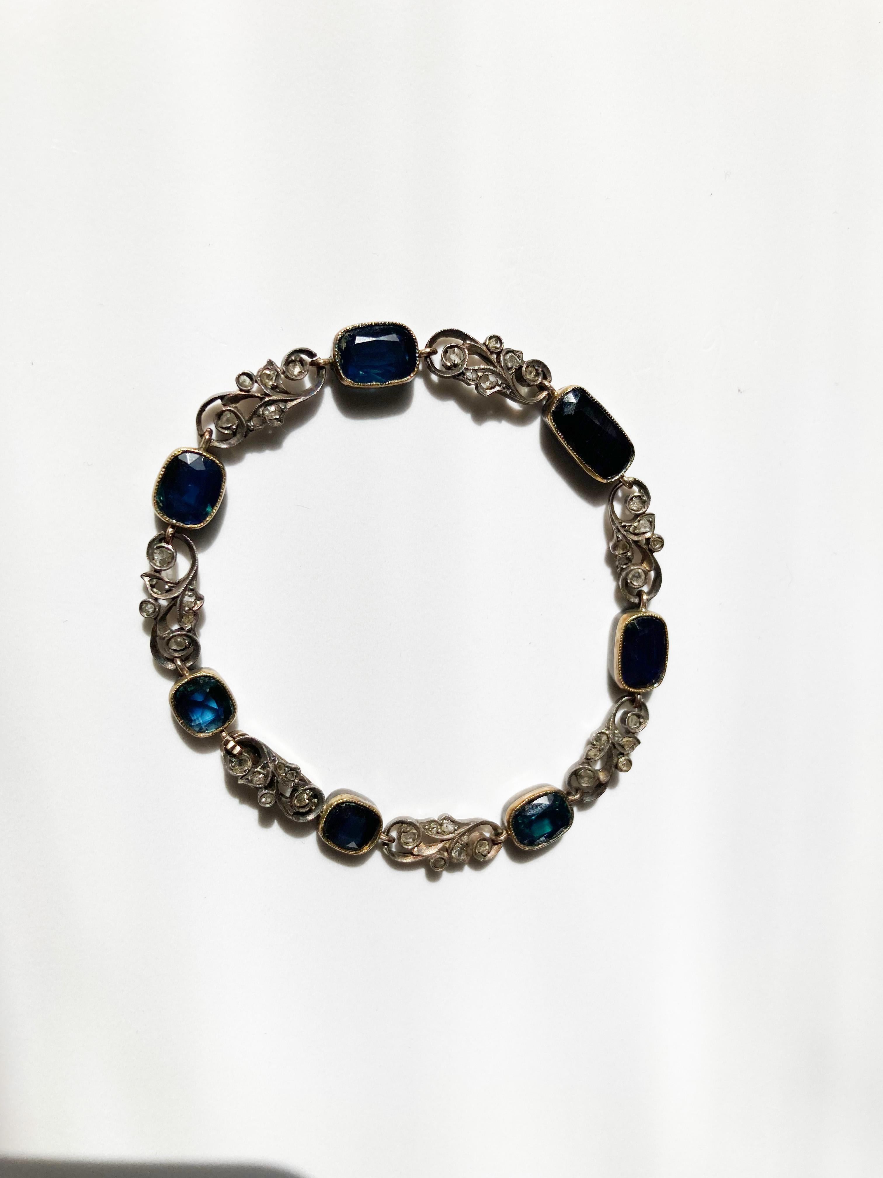 20Th Vintage Unheated Sapphires 11 Carats Certified Detachable Bracelets-Choker For Sale 1