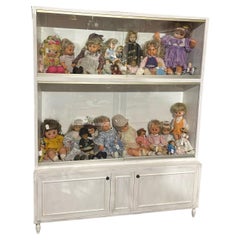 20th White shabby chic four-door sliding bookcase display cabinet for display