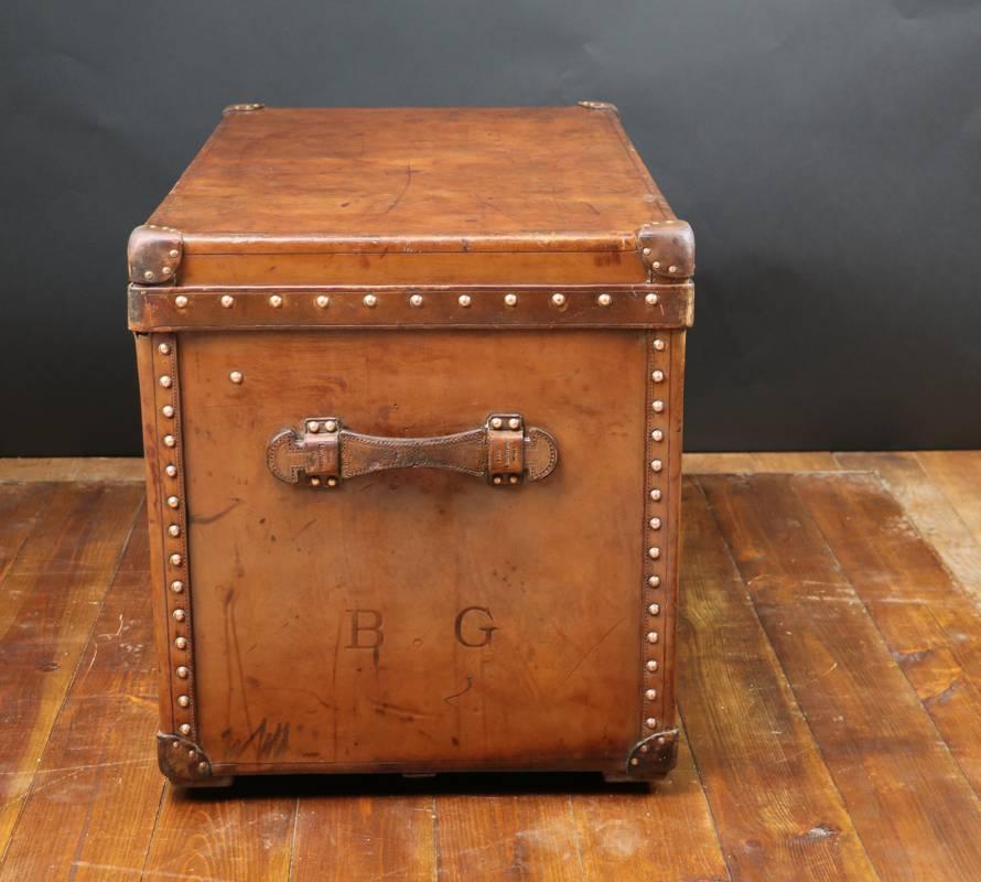Brass 20th Century Louis Vuitton Steamer Leather Trunk
