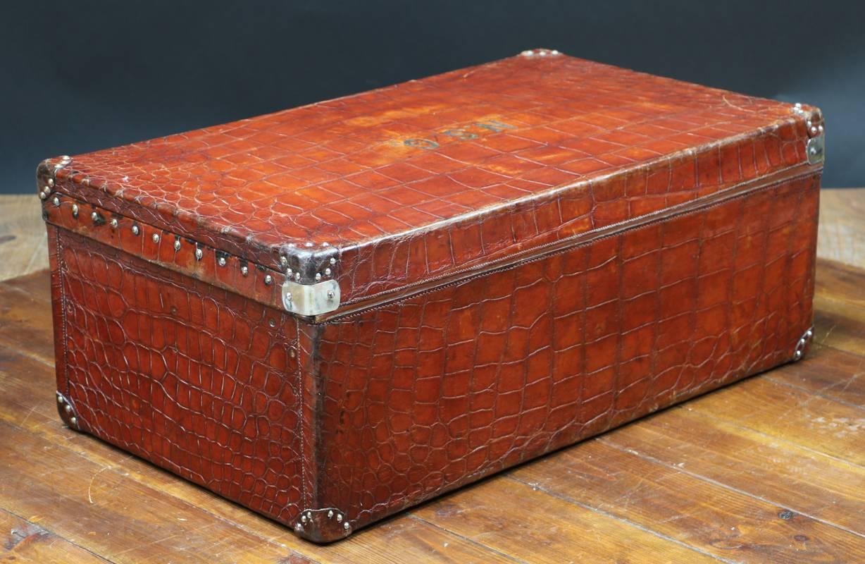 French 20th Century Very Rare Louis Vuitton Alligator Suitcase