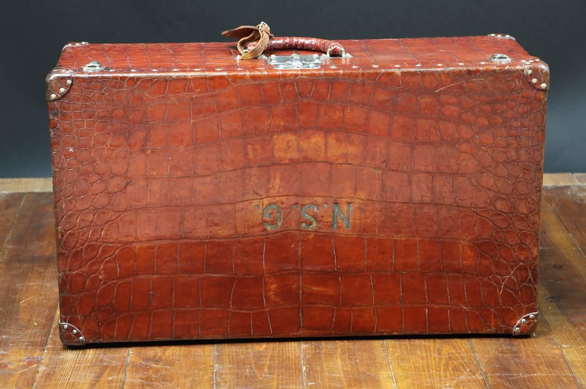 Mid-20th Century 20th Century Very Rare Louis Vuitton Alligator Suitcase