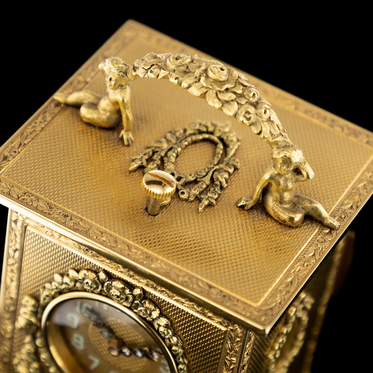 20th Century 18-Karat Gold Quarter Repeating Carriage Clock, London, circa 1924 5