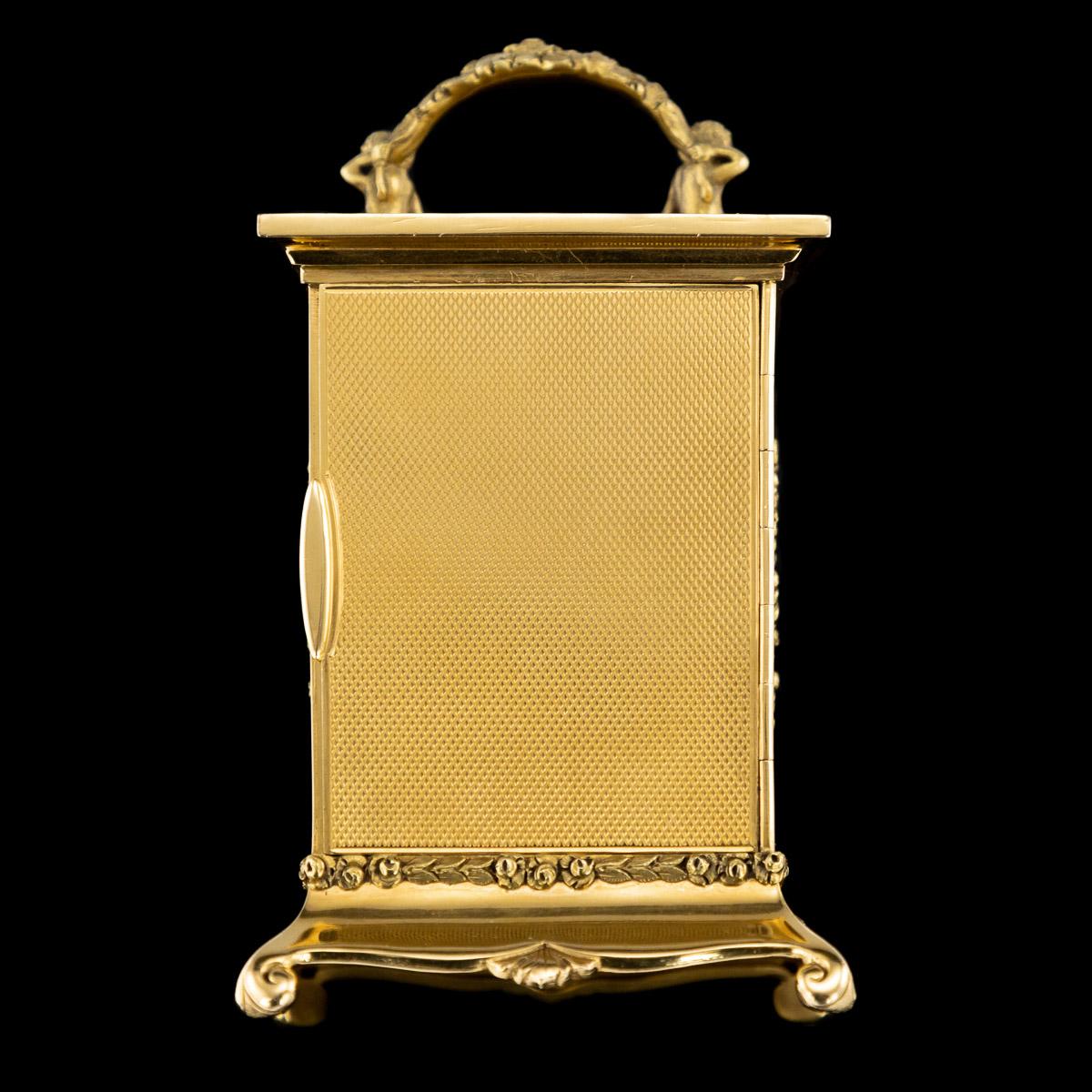 English 20th Century 18-Karat Gold Quarter Repeating Carriage Clock, London, circa 1924