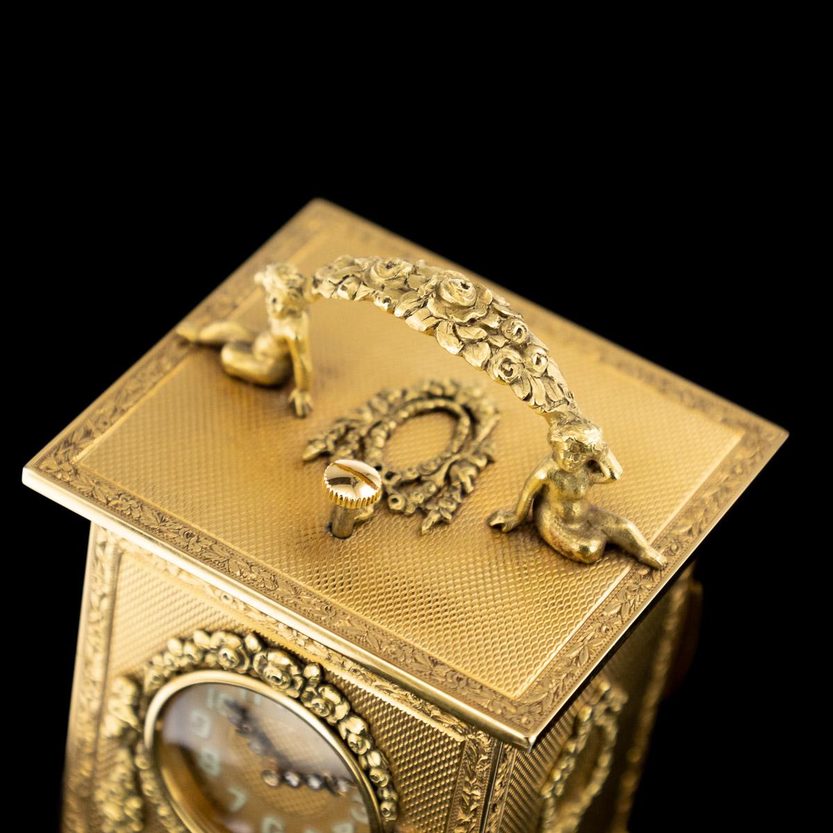 20th Century 18-Karat Gold Quarter Repeating Carriage Clock, London, circa 1924 3