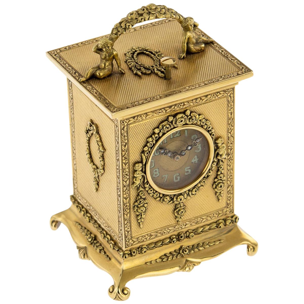 20th Century 18-Karat Gold Quarter Repeating Carriage Clock, London, circa 1924