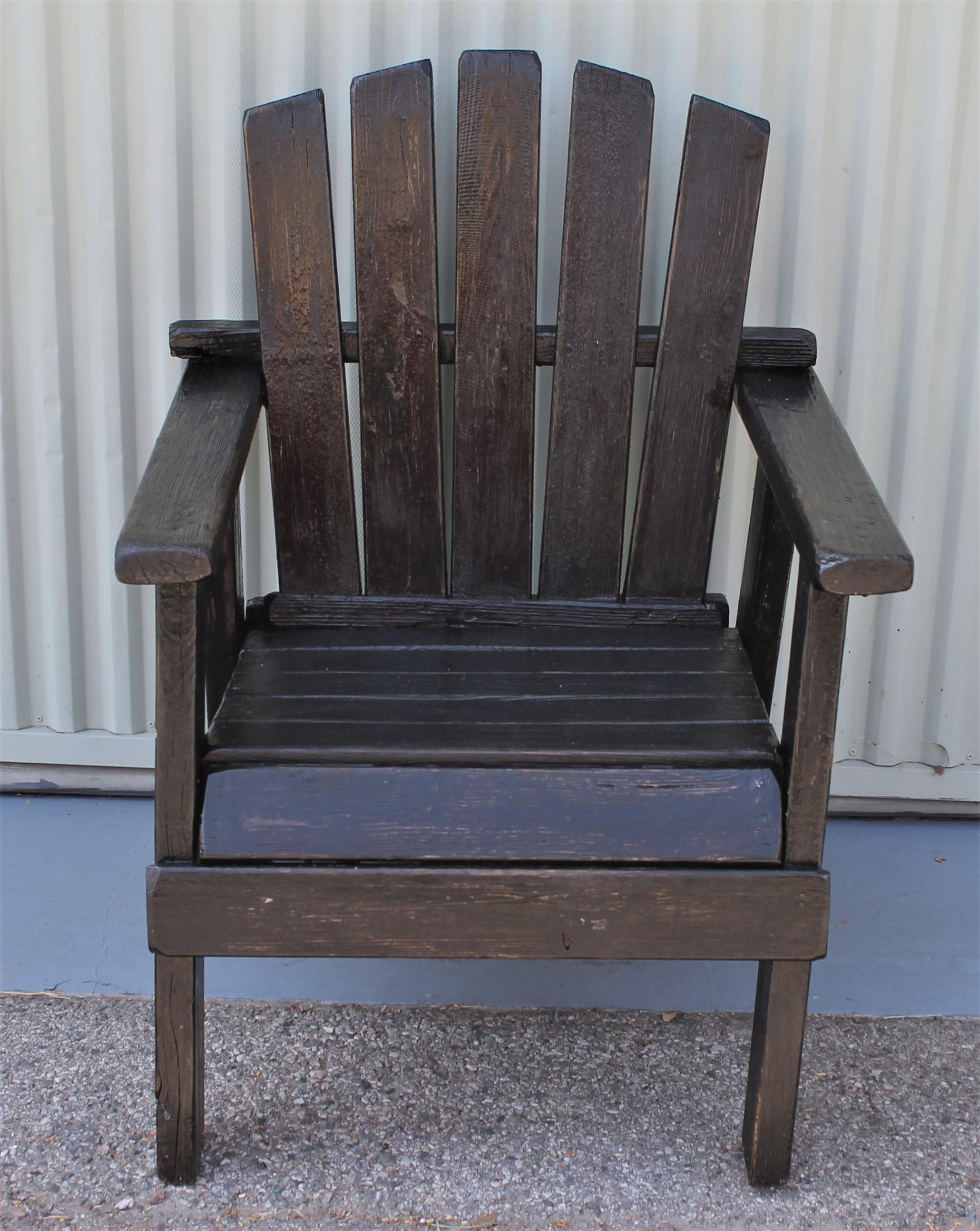 Wood 20th Century Adirondack Black Painted Patio Chair and Bench