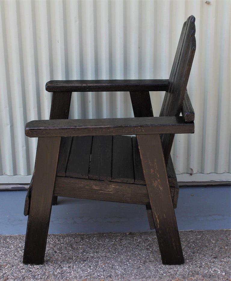 20th Century Adirondack Black Painted Patio Chair For Sale at 1stdibs