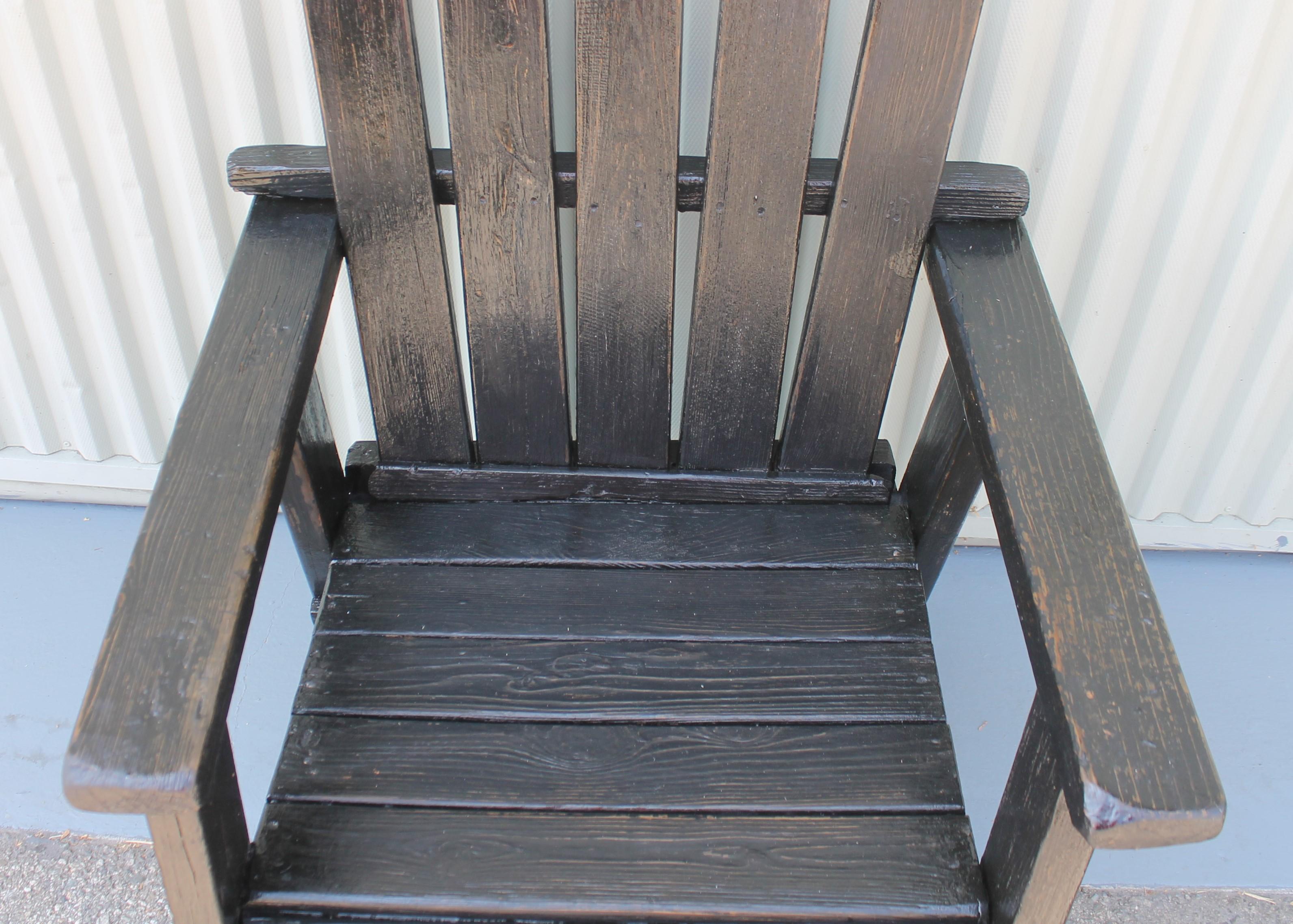 20th Century Adirondack Black Painted Patio Chair 1