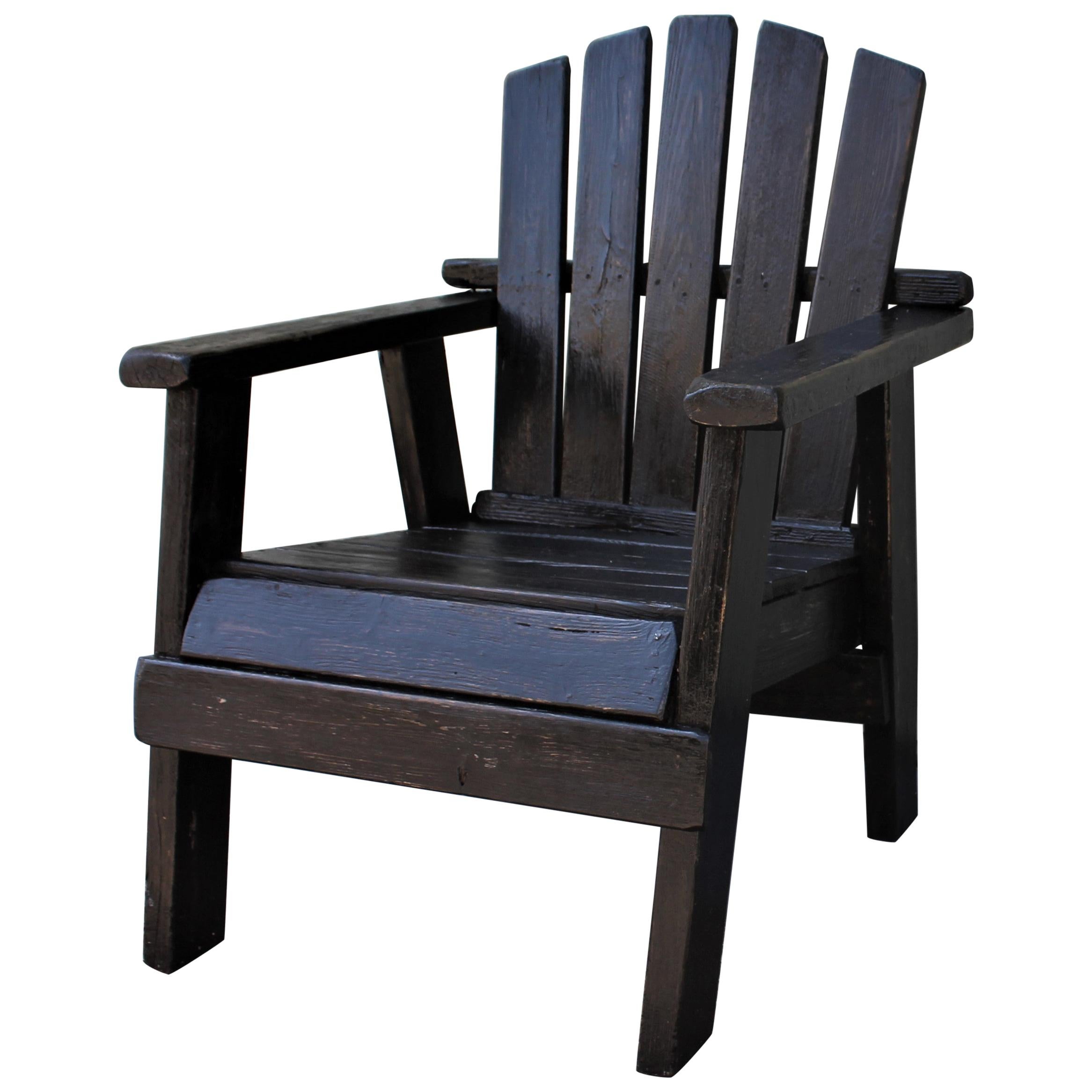 20th Century Adirondack Black Painted Patio Chair